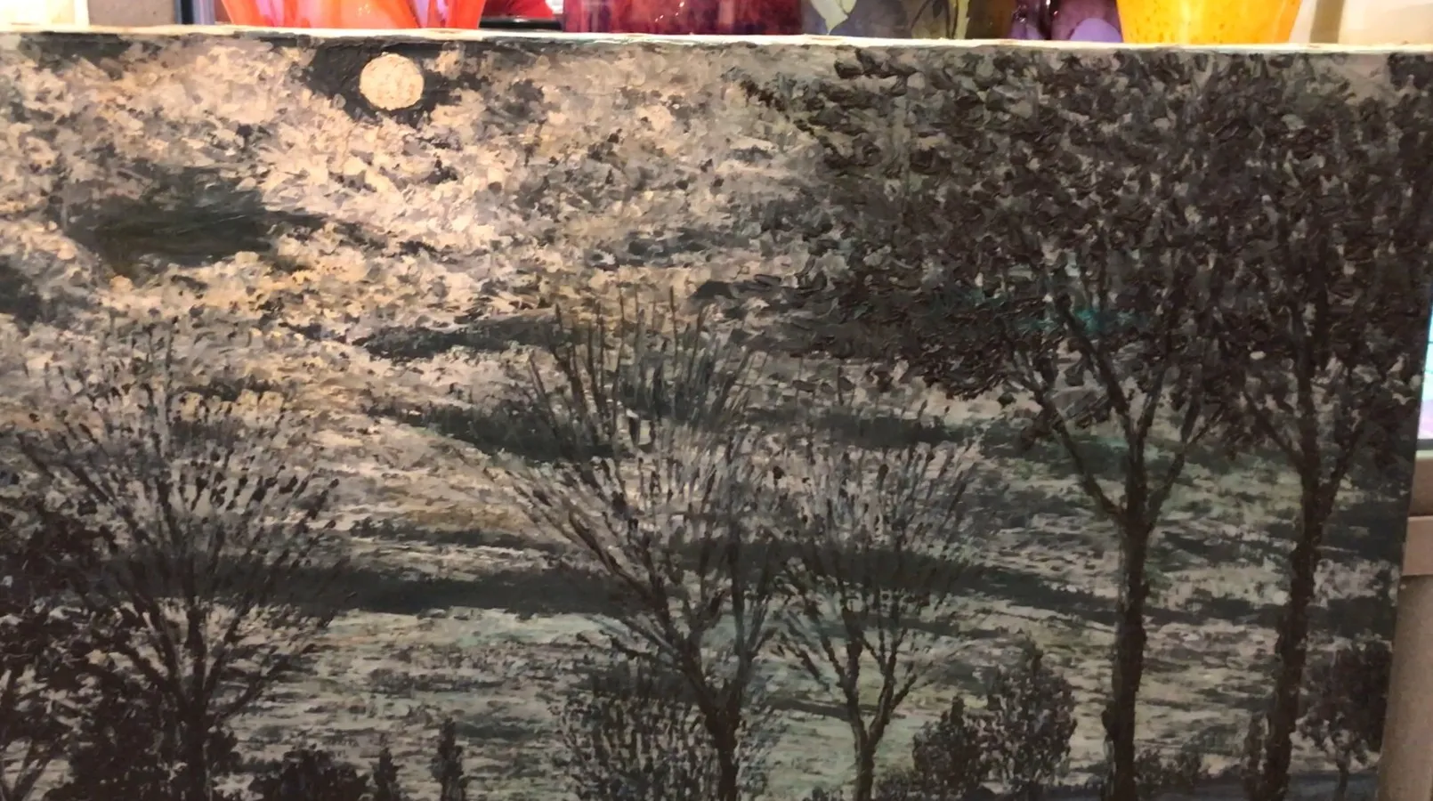 고대 Crispino 그림, 나무와 달이 있는 풍경