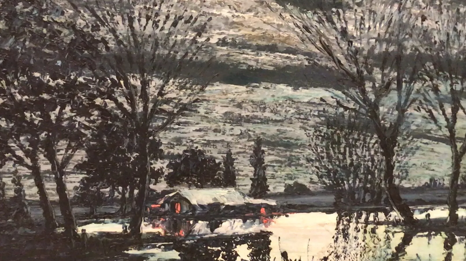 Painting Crispino depicting a natural landscape with trees and water