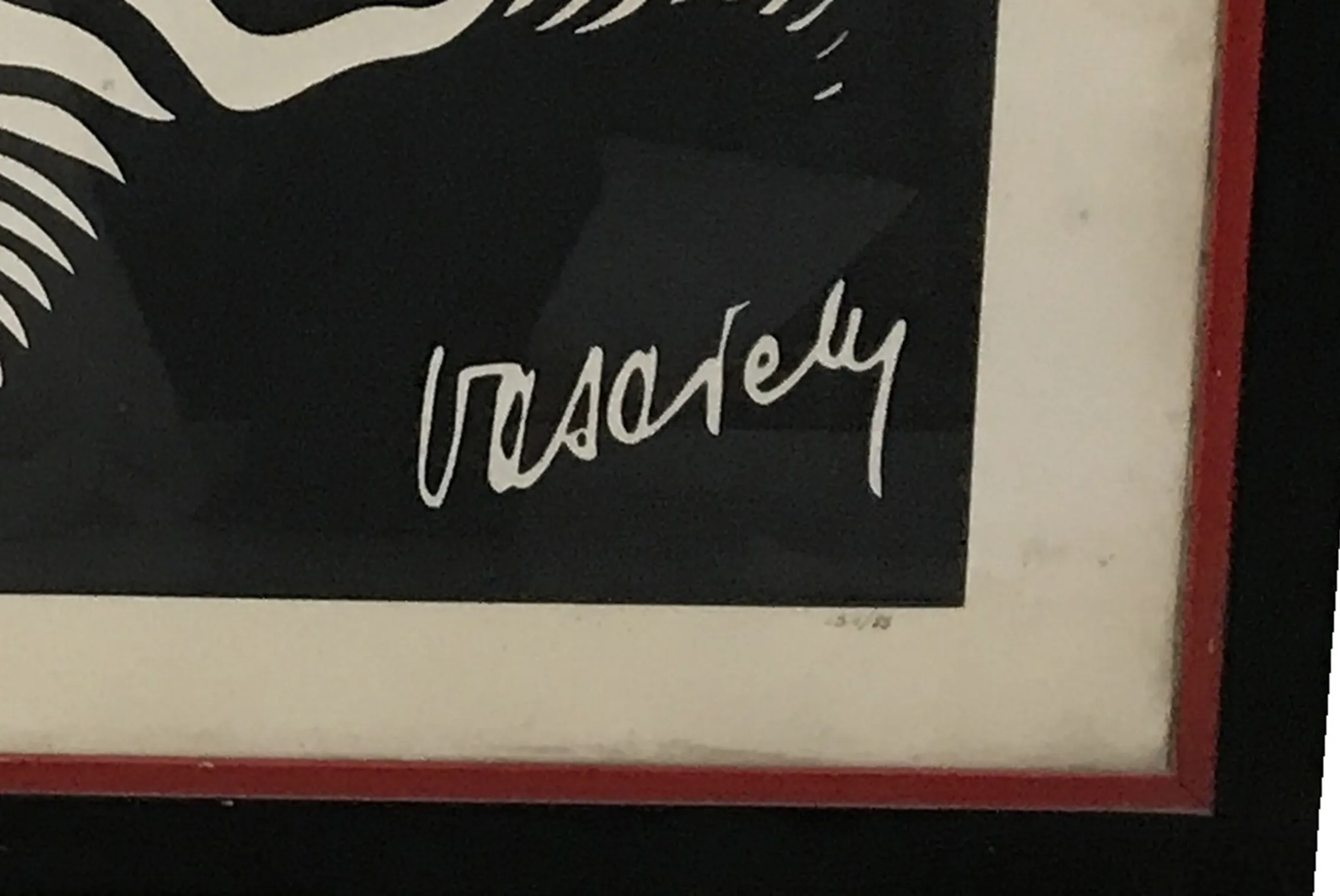 Lamina antigua Vasarely con formas abstractas en blanco y negro.