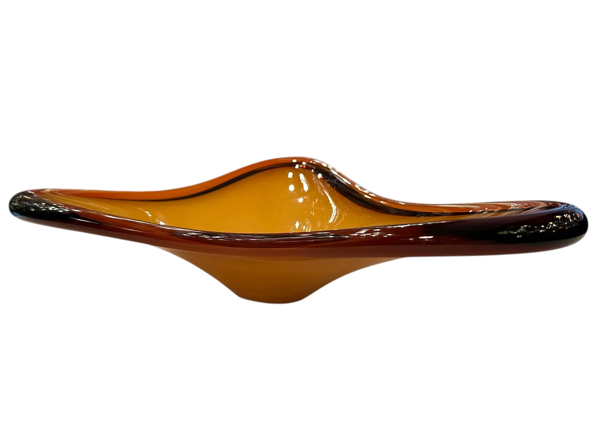 ancient amber murano glass bowl with smooth curves