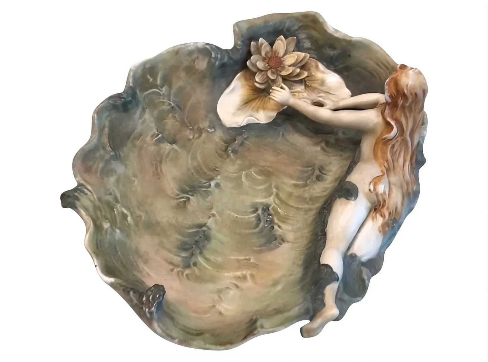 पुराना चीनी मिट्टी फेनस आकृति और फूल