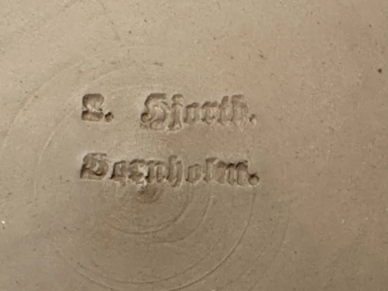 Antique ceramic by L. Hjorth Bornholm with engravings.
