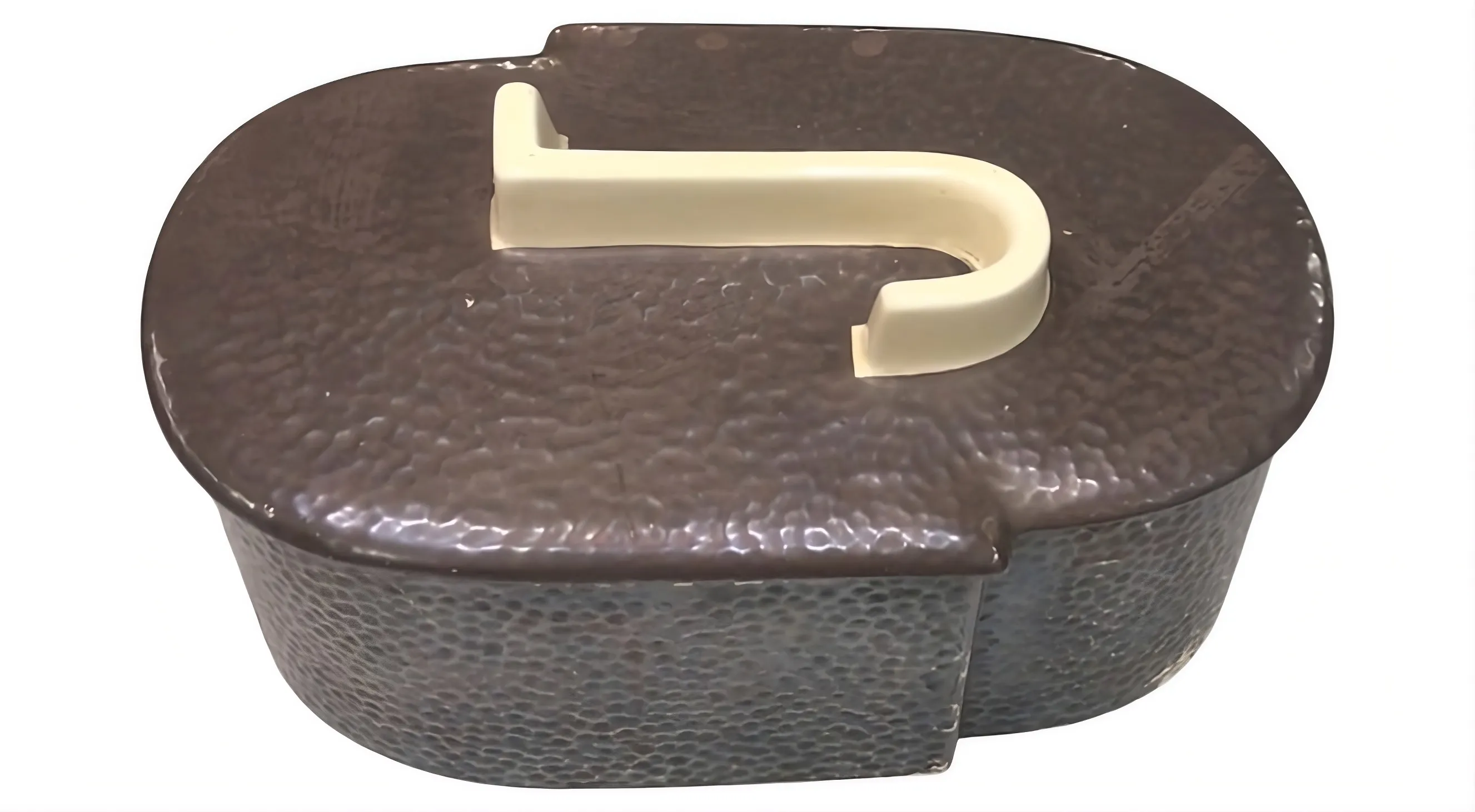 Scatola decorativa antica con coperchio e manico bianco