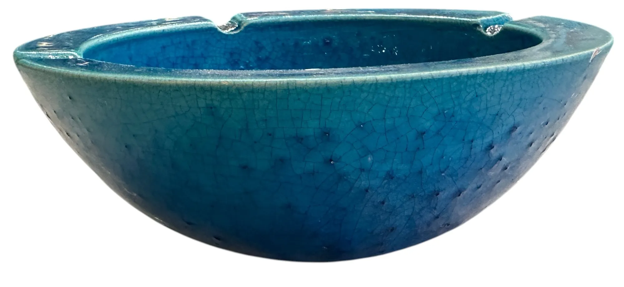 bowl antigua de cerámica azul con textura