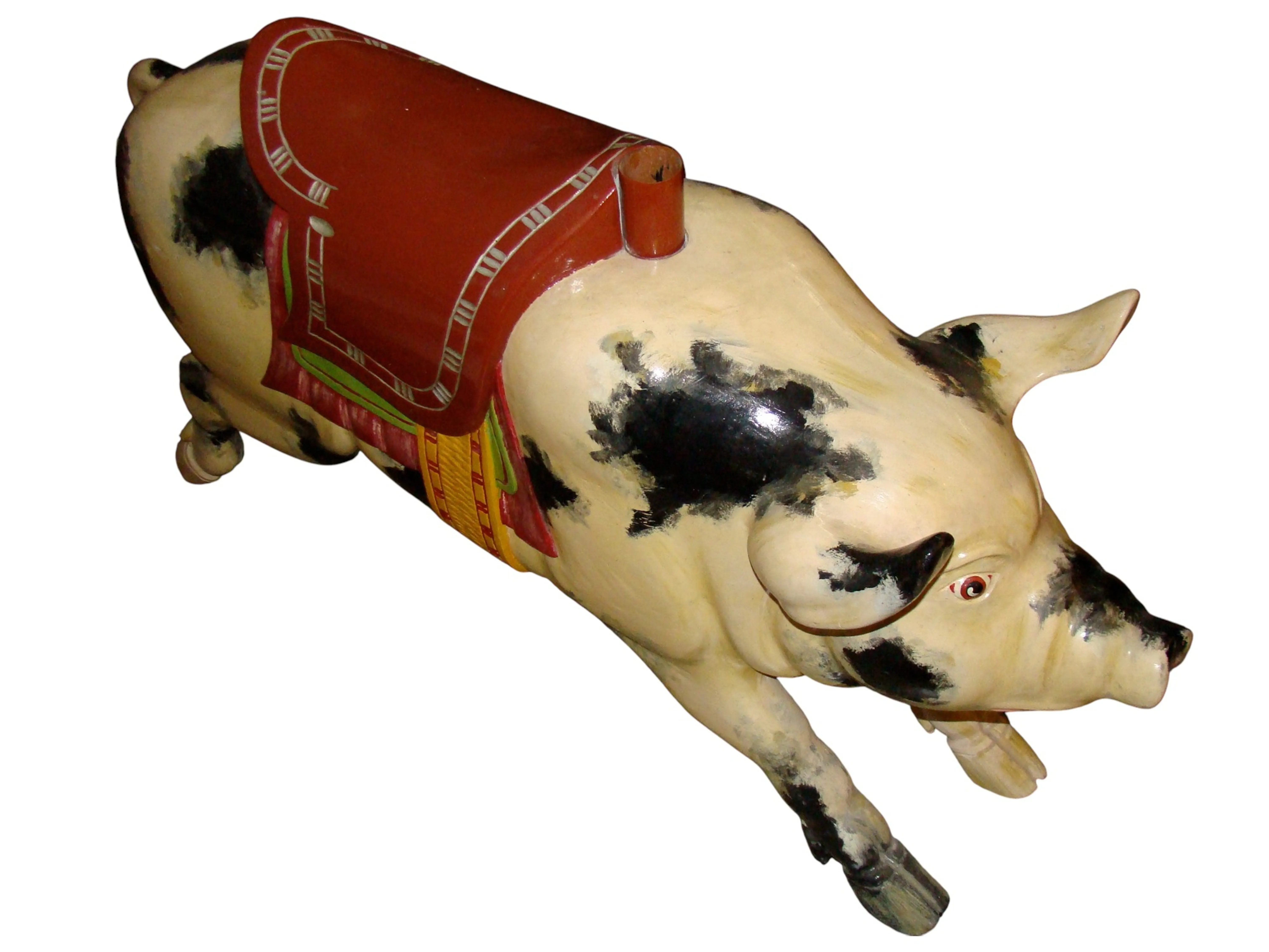 带装饰鞍的古董猪