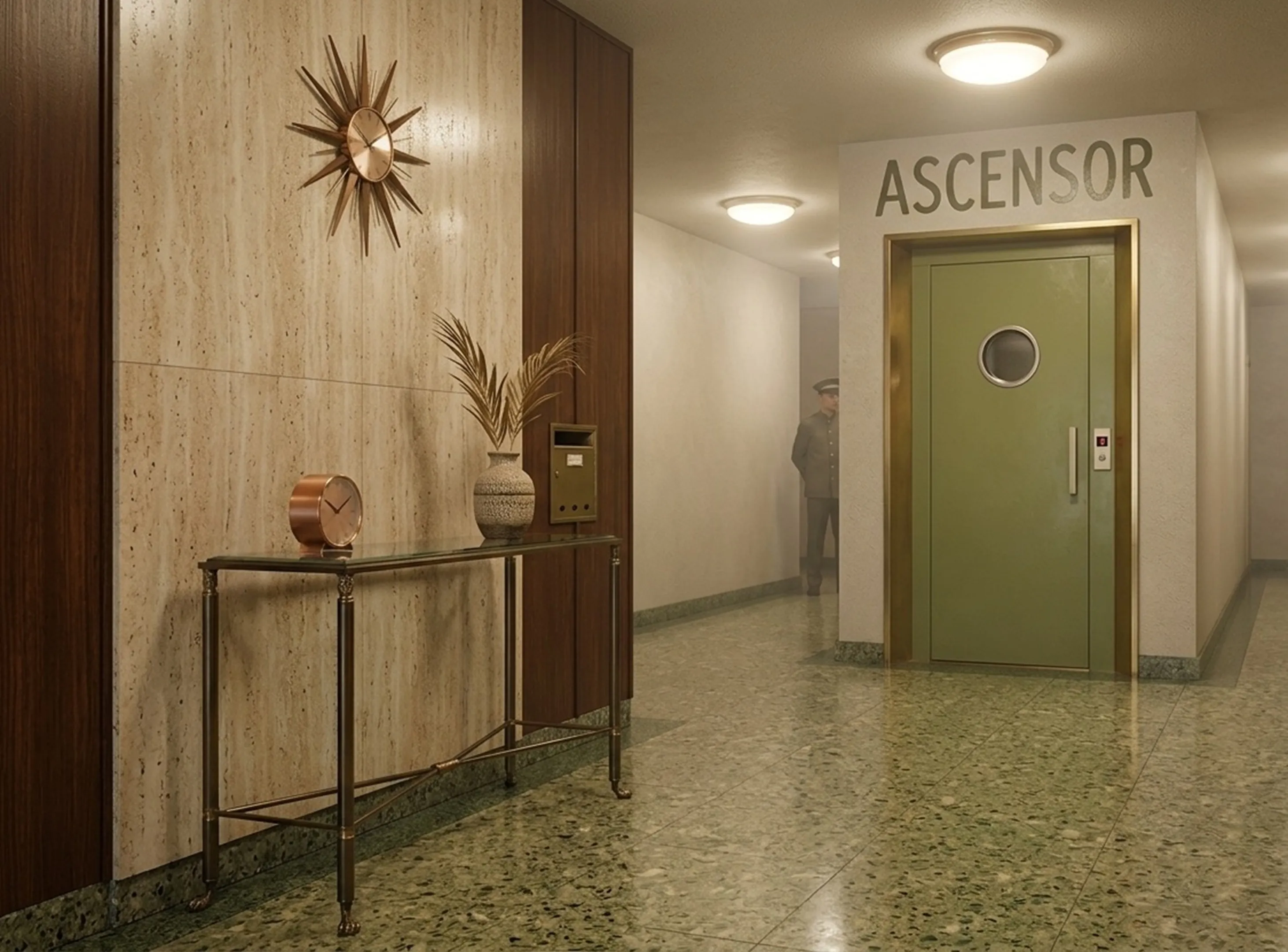 Quatre dressuars anciens décorant un couloir élégant avec des ornements