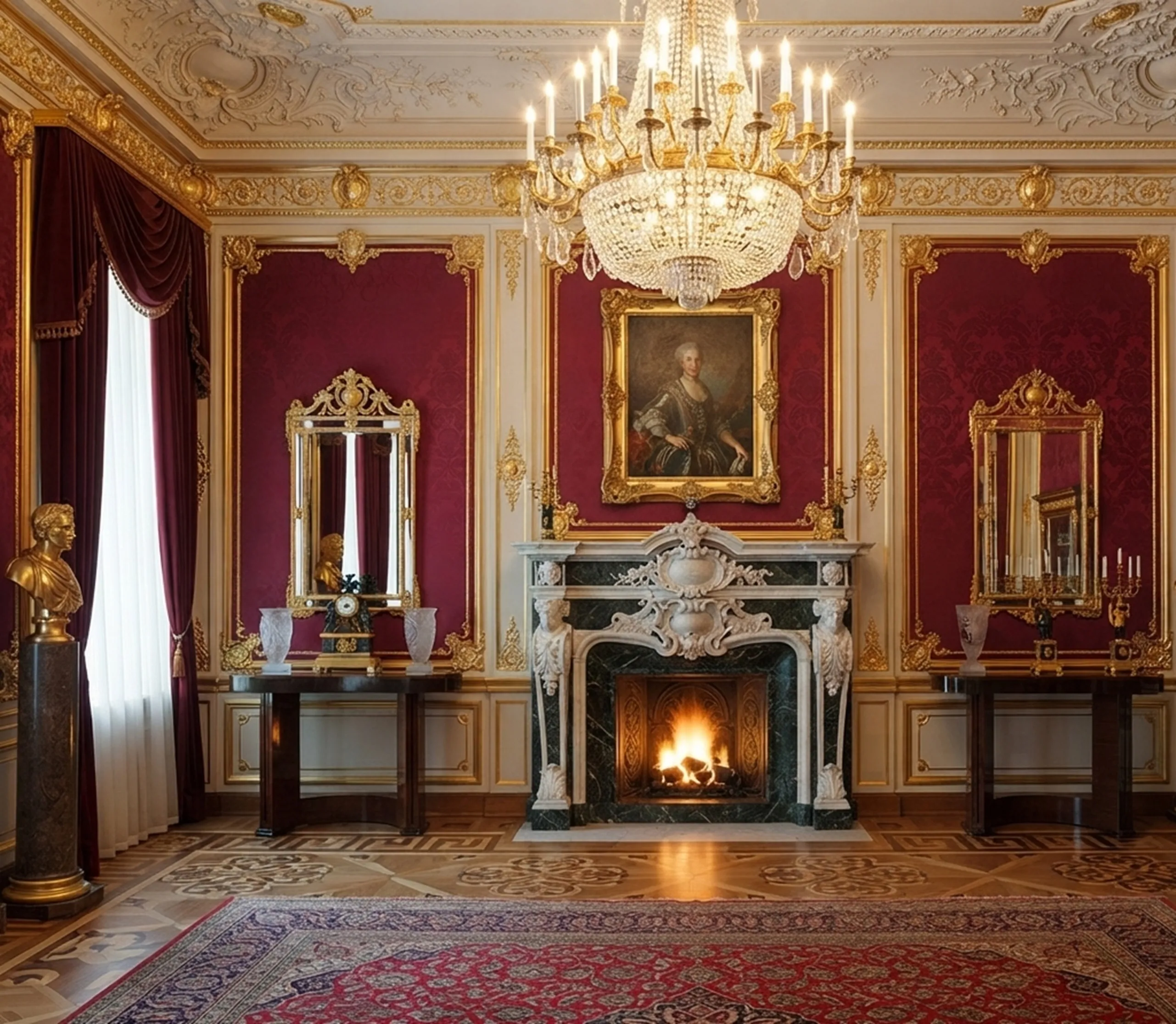 zwei antike Konsolentische in einem dekorativen und eleganten Ambiente