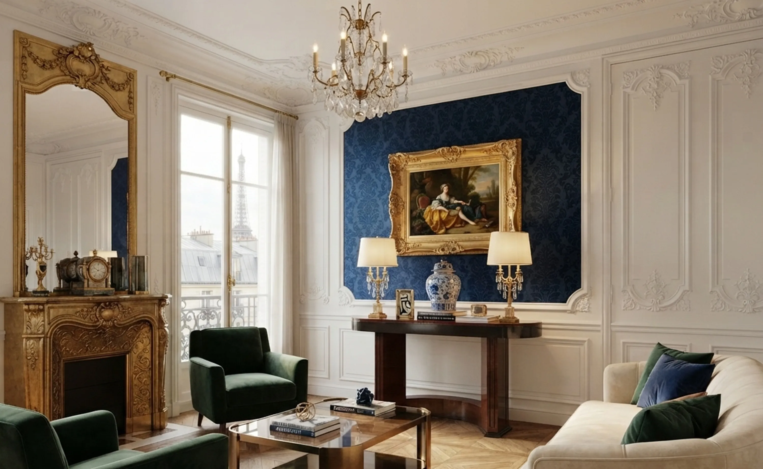dos consolas antiguas decorativas en una sala elegante
