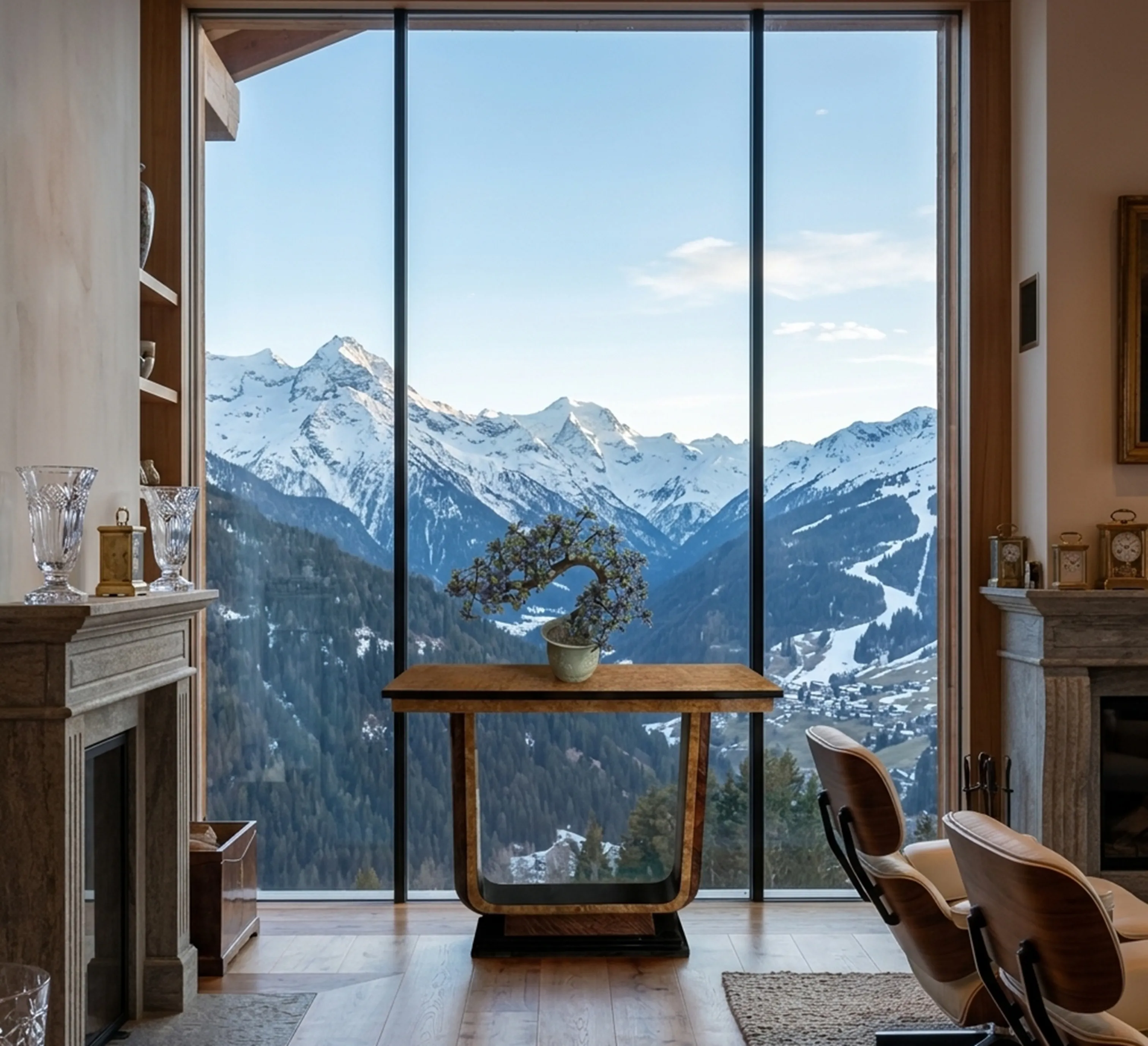 deux dresuars anciens avec vue sur les Alpes