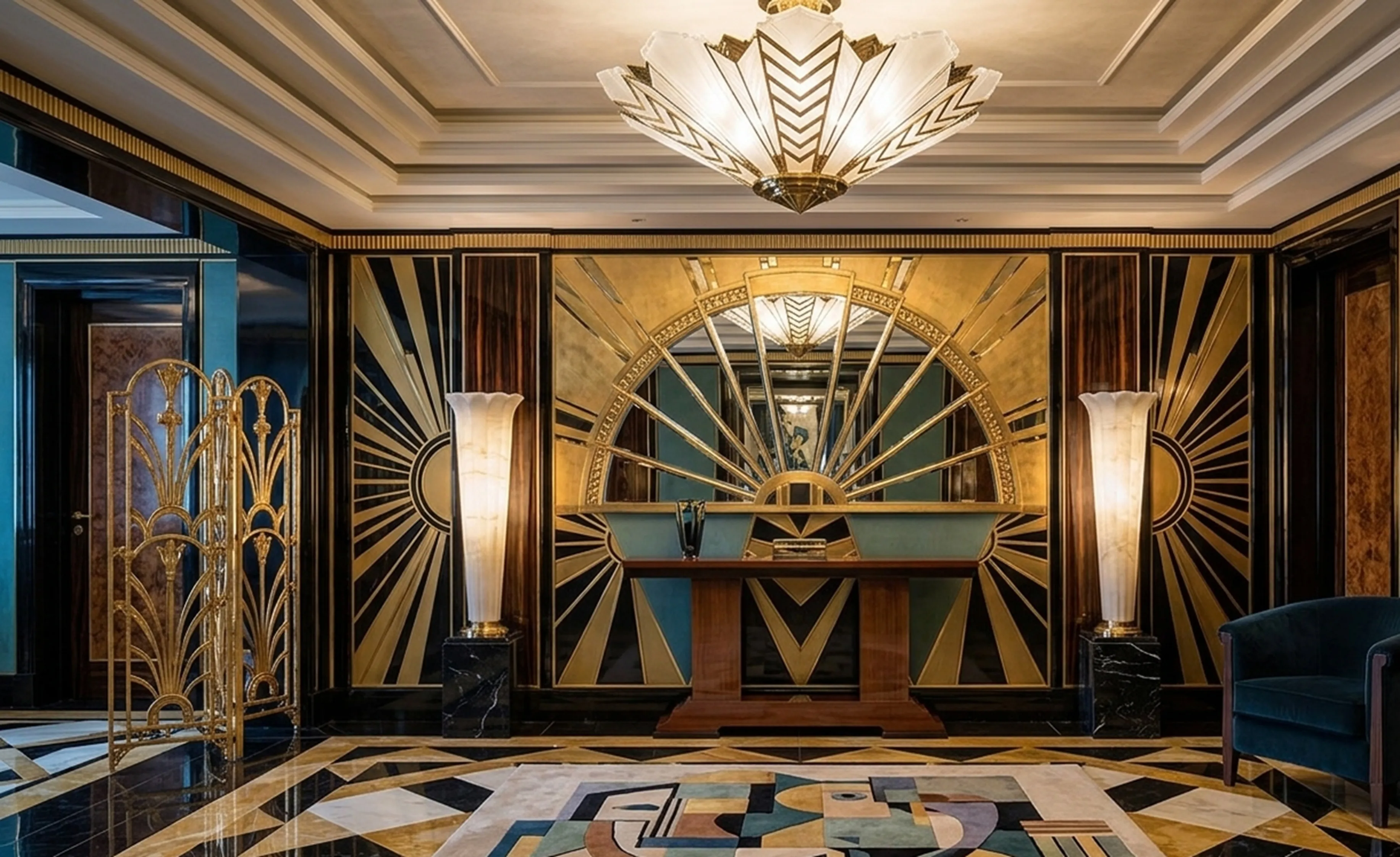Troisième dresuar ancien dans un intérieur moderniste décoré.