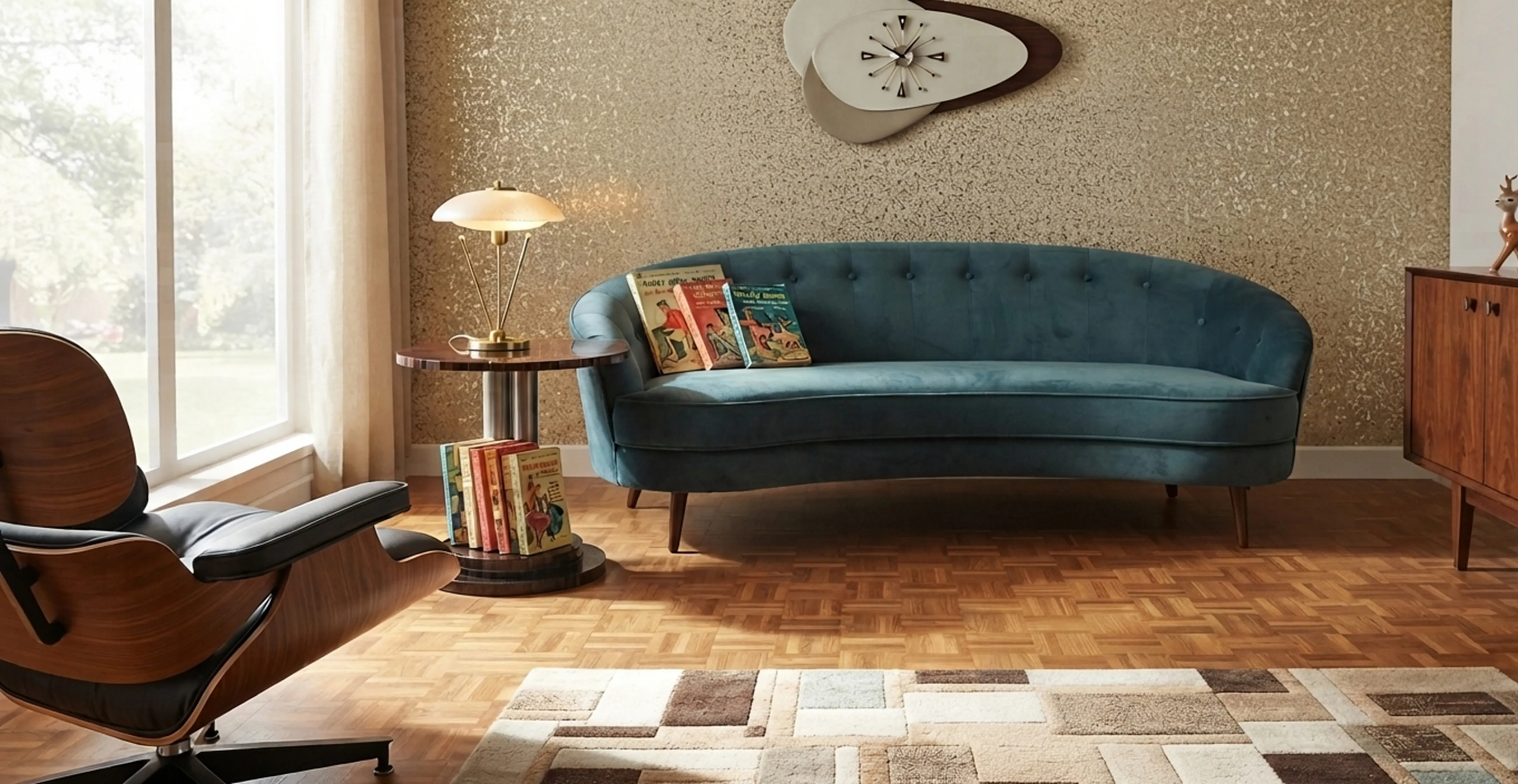 dos mesas ratonas antiguas con diseño retro en una sala
