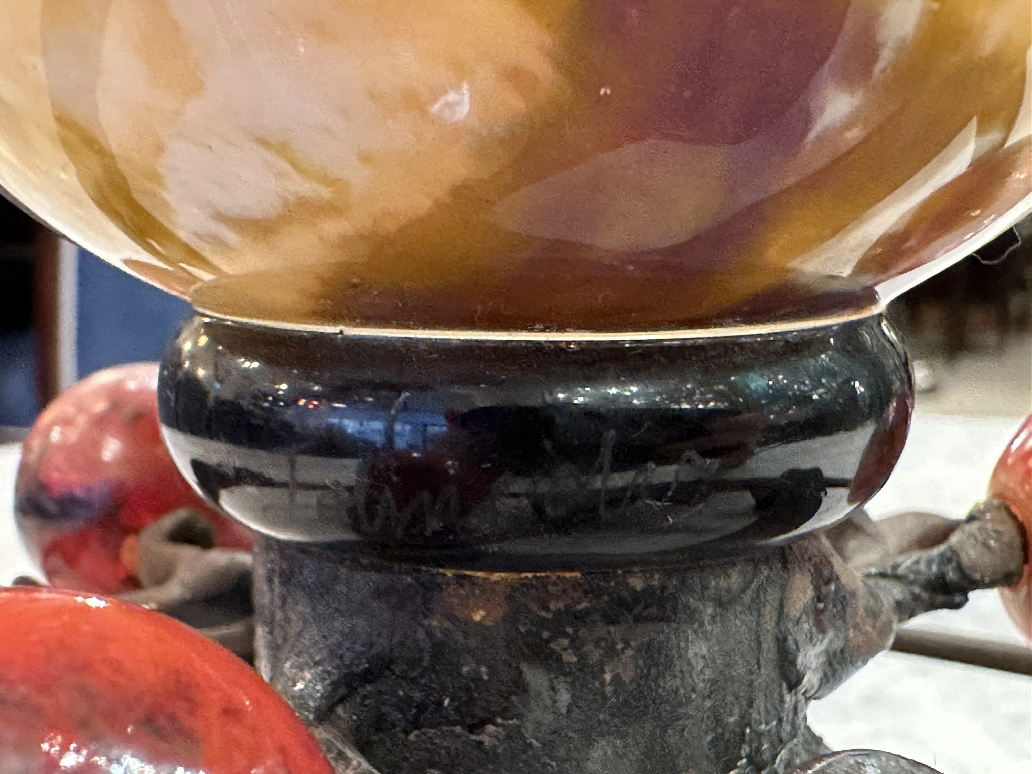 Antique glass with Schneider signature and decorative details