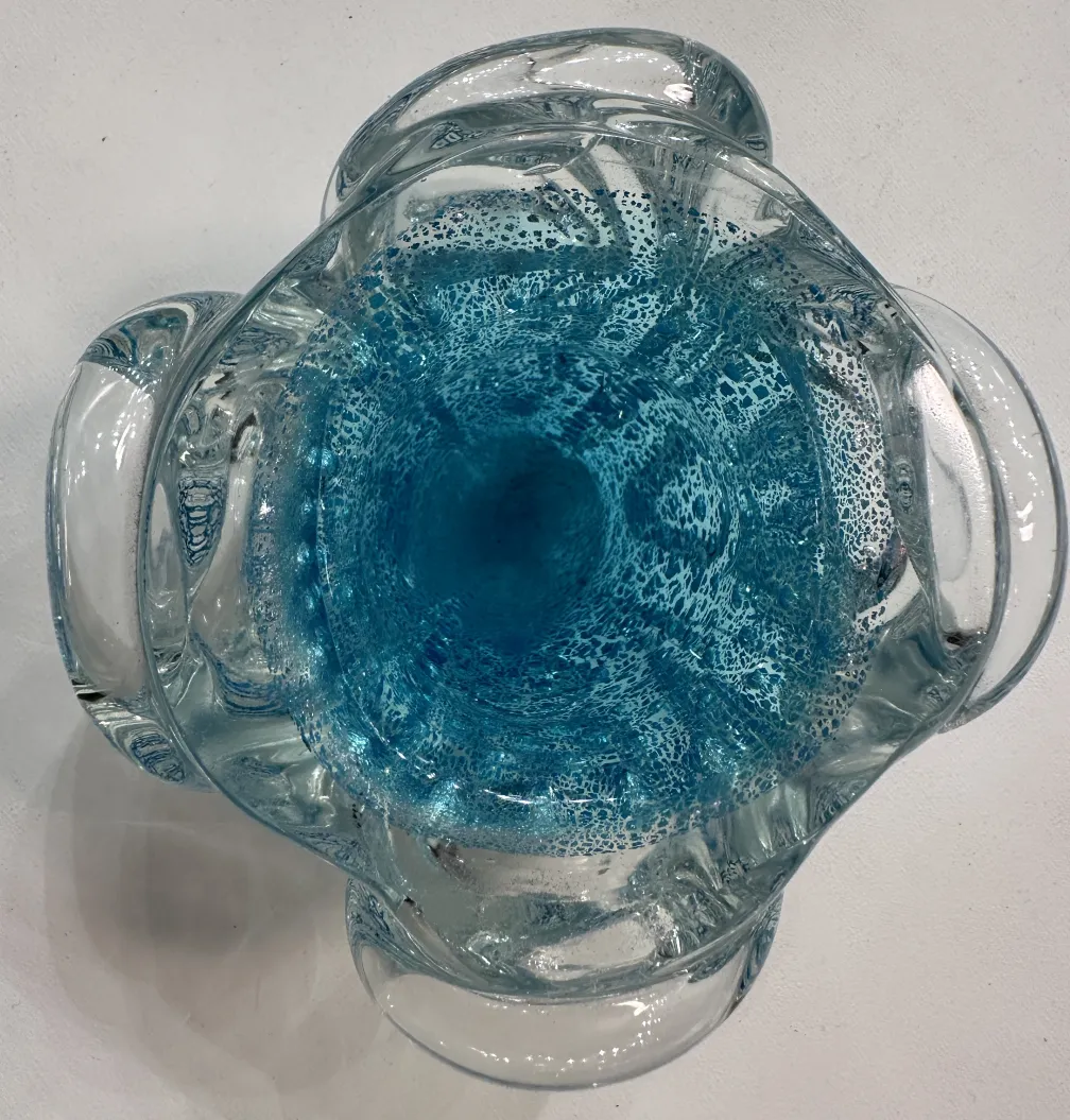 aerial view of an antique murano glass in blue shades