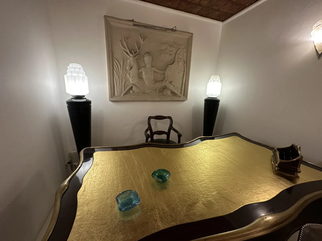 antico vetro di murano verde con bolle d'aria
