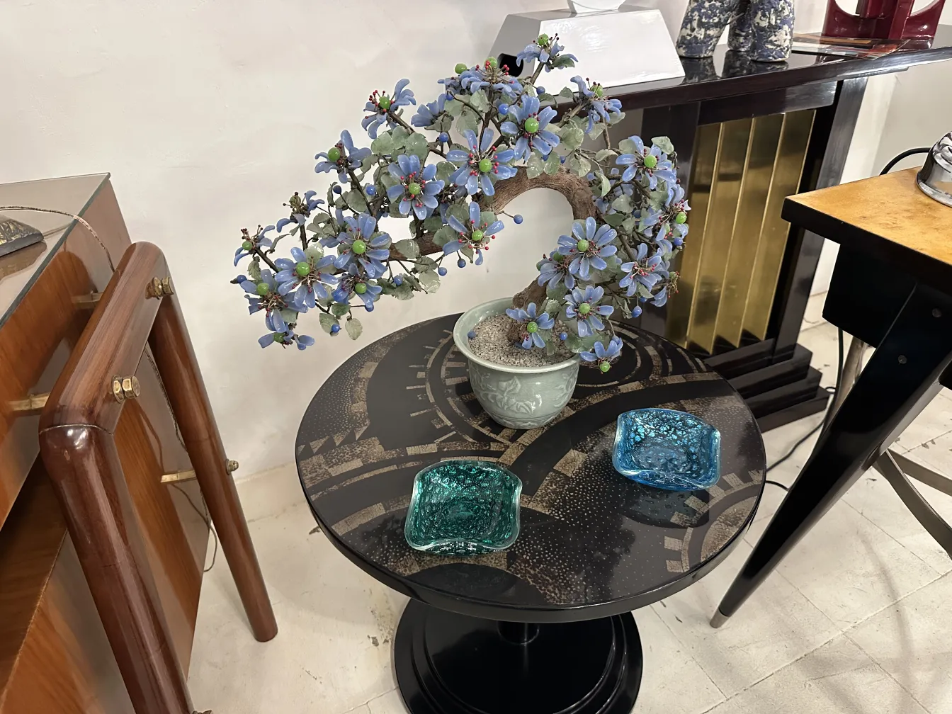 antico vetro di murano verde con bolle d'aria