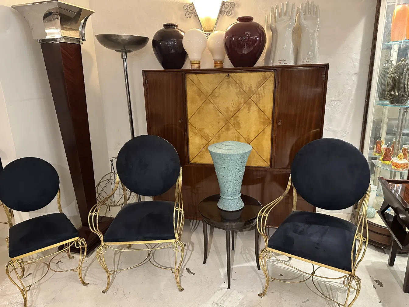 Vintage table lamp from the 1980s with a conical shape.