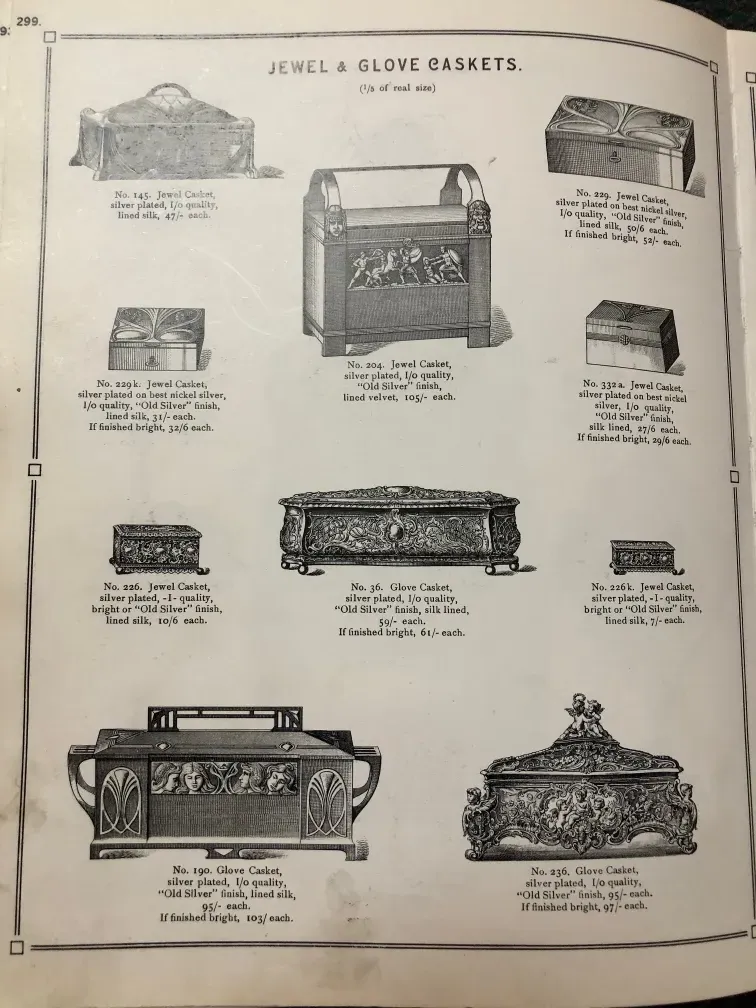 Antique box adorned with intricate details, featuring an elegant design.