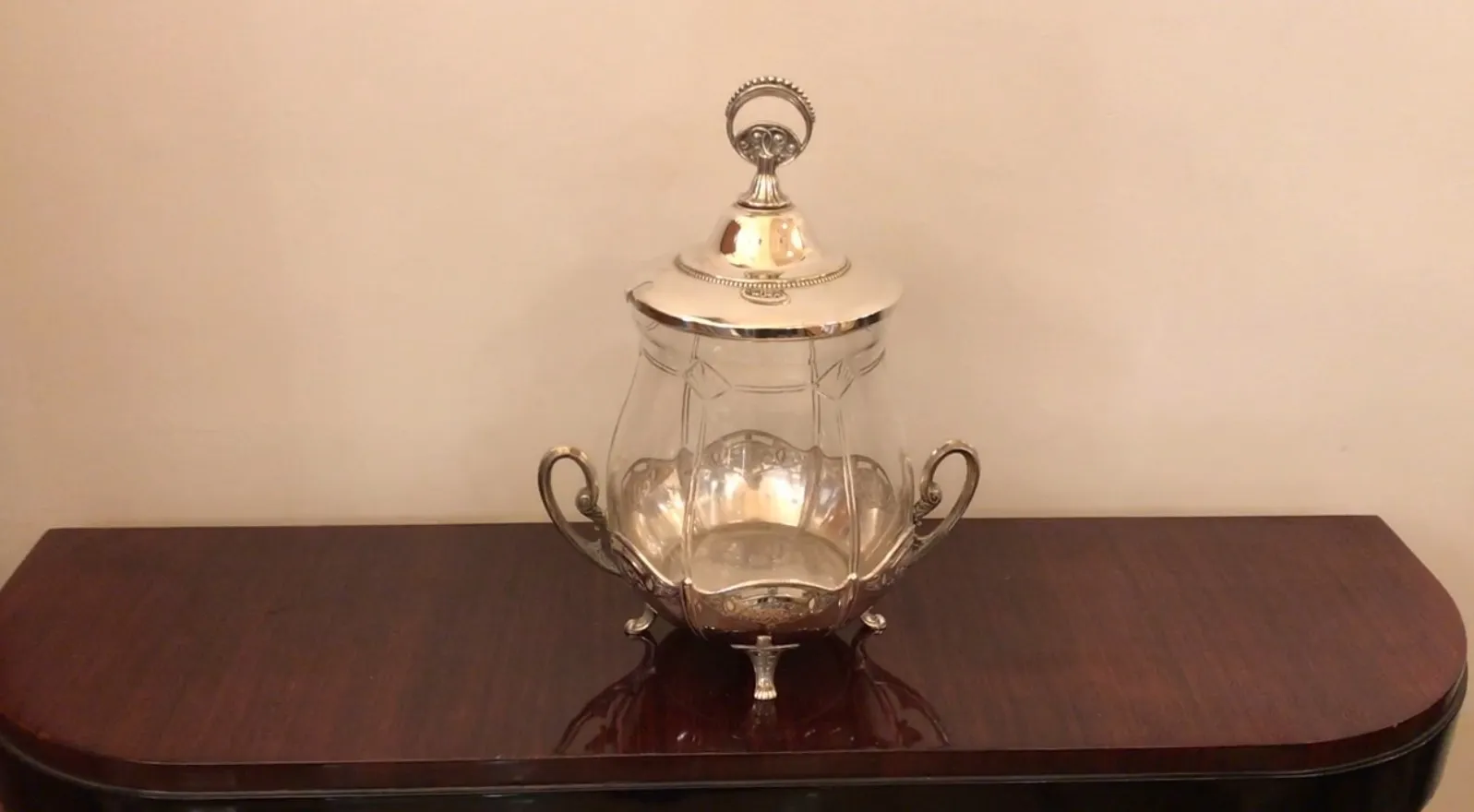 antique wmF punch bowl featuring elegant design and ornamental handles, perfect for special occasions.