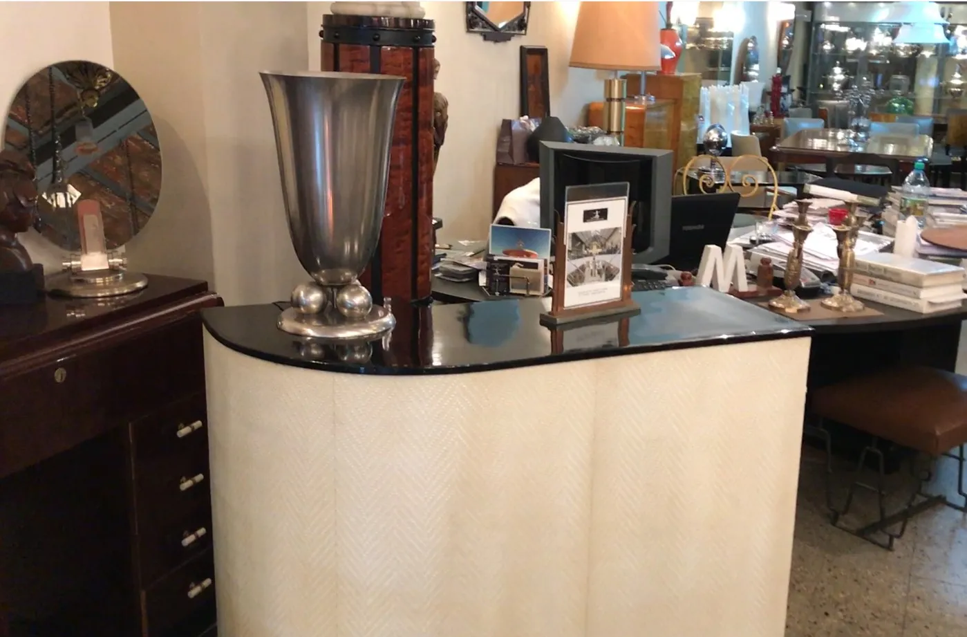 Antique bar with elegant design and decor elements.