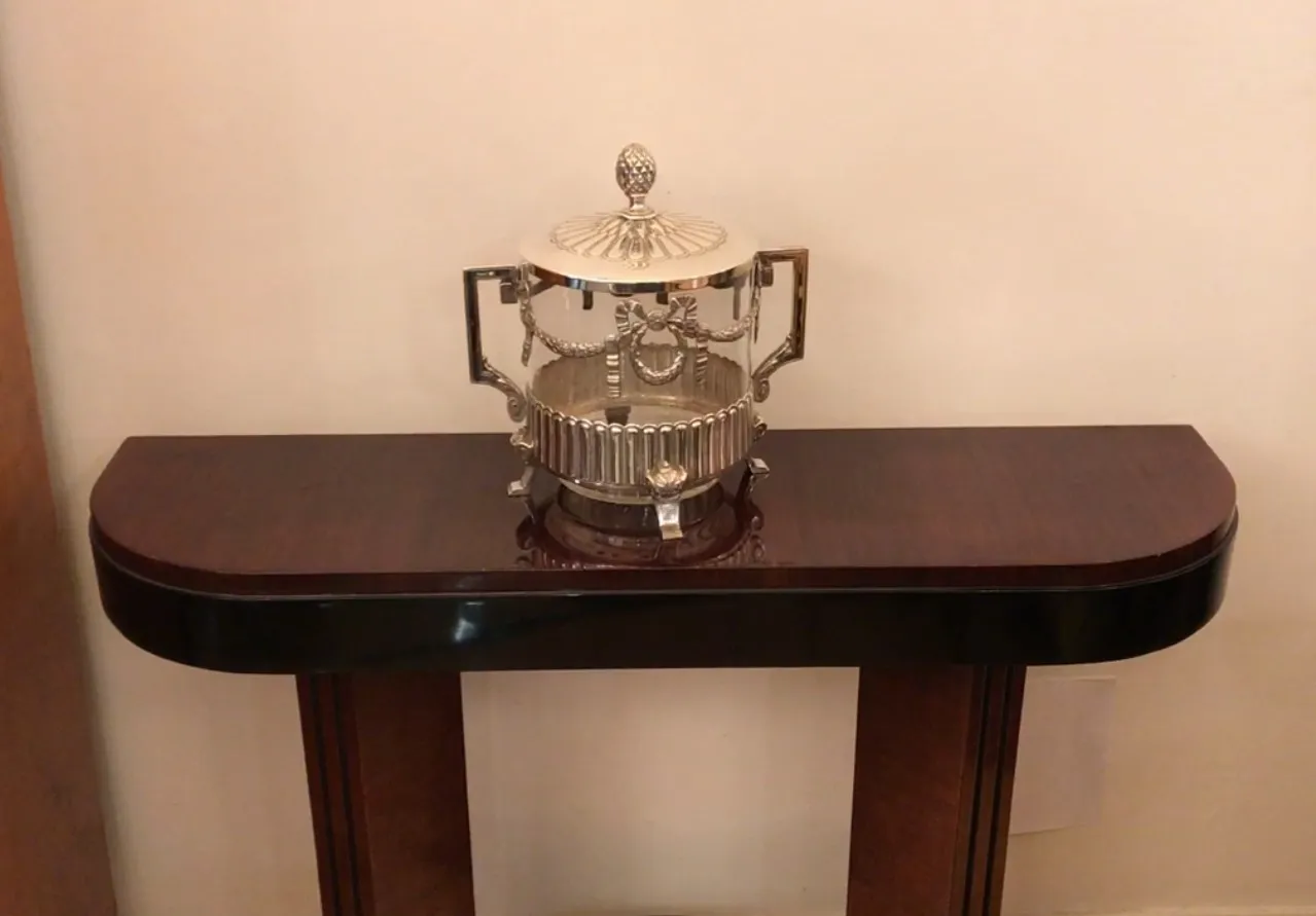 antique WMF punch bowl with a decorative shaped lid