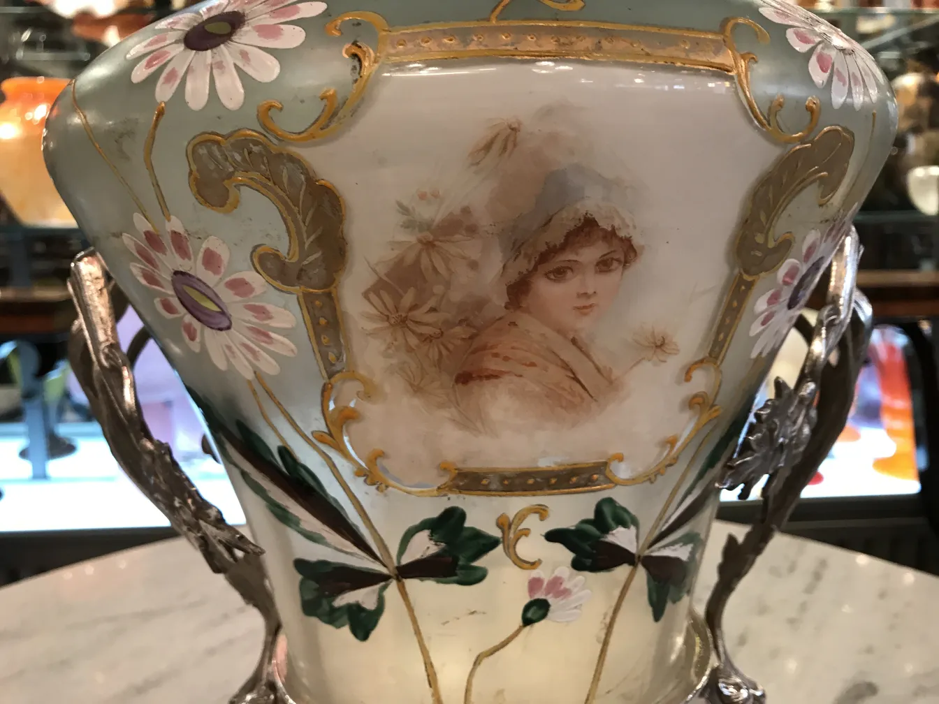 ciotola da punch antica WMF con fiori