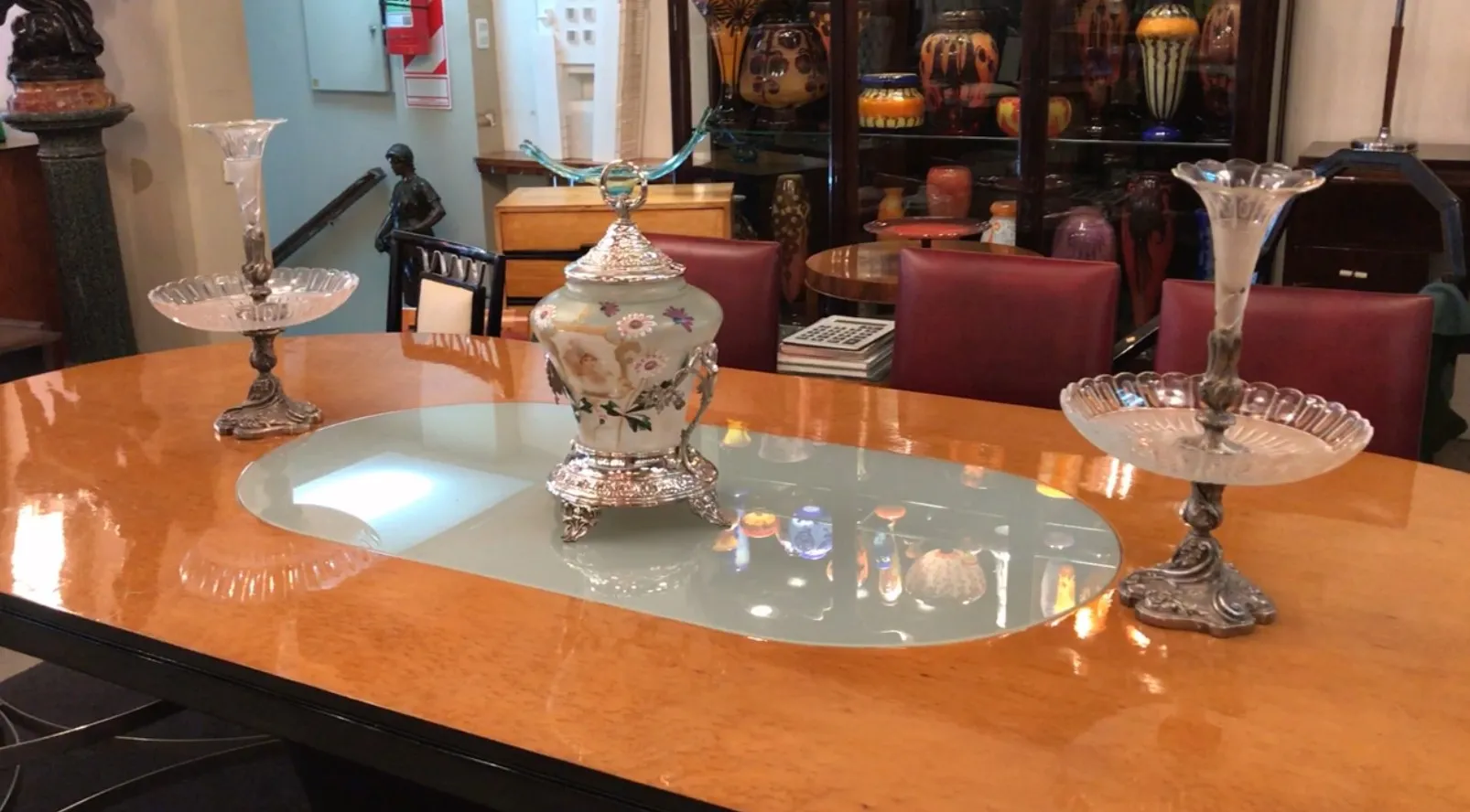antique WMF punch bowl with floral design