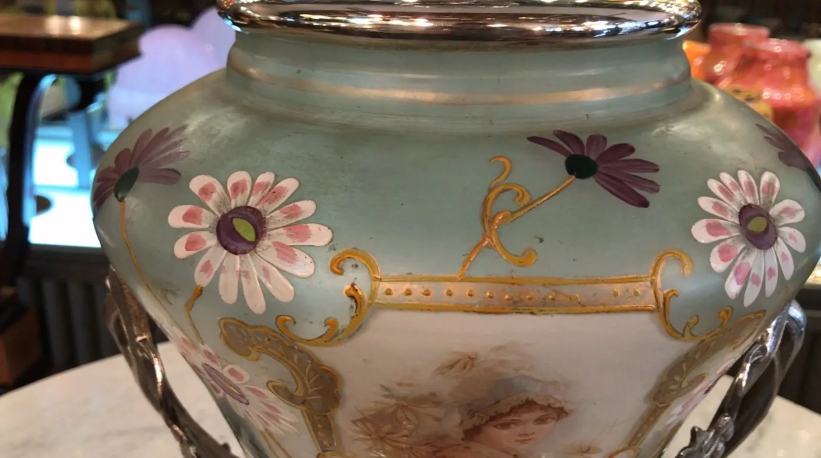 ciotola da punch antica WMF con fiori