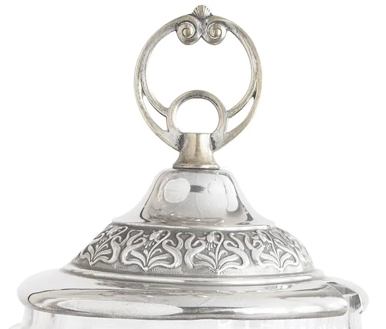 Bol à punch ancien wmf avec couvercle et design orné en métal