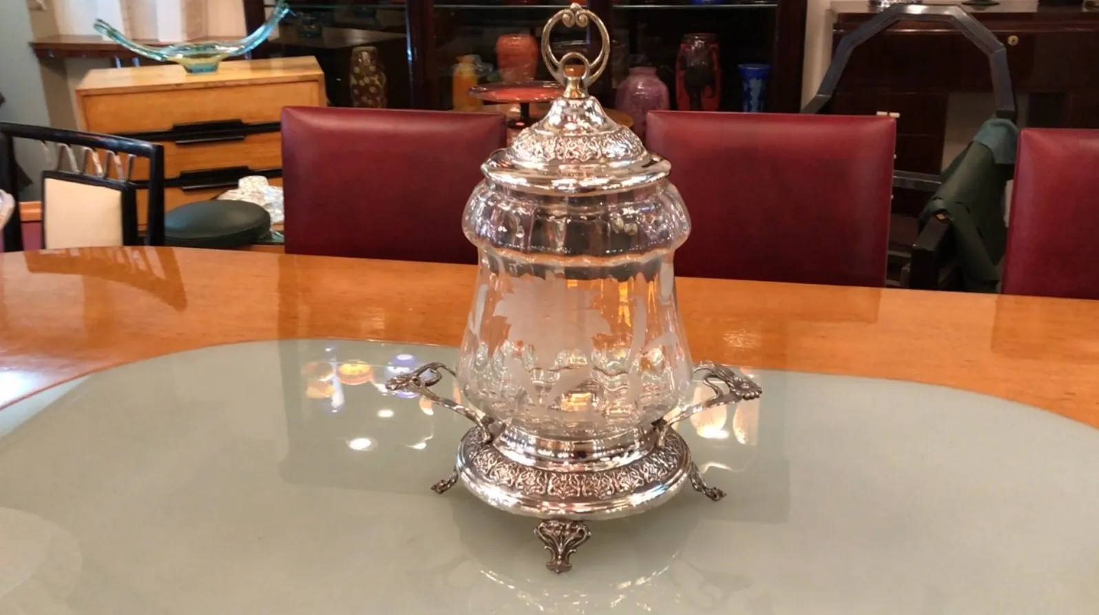 Antike WMF Bowle mit Deckel und verziertem Metalldesign