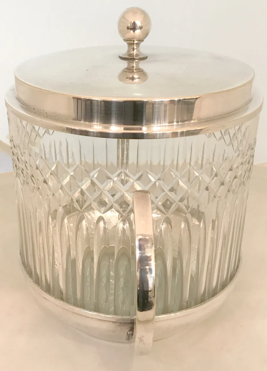 Antique WMF punch bowl with lid, featuring elegant diamond patterns.
