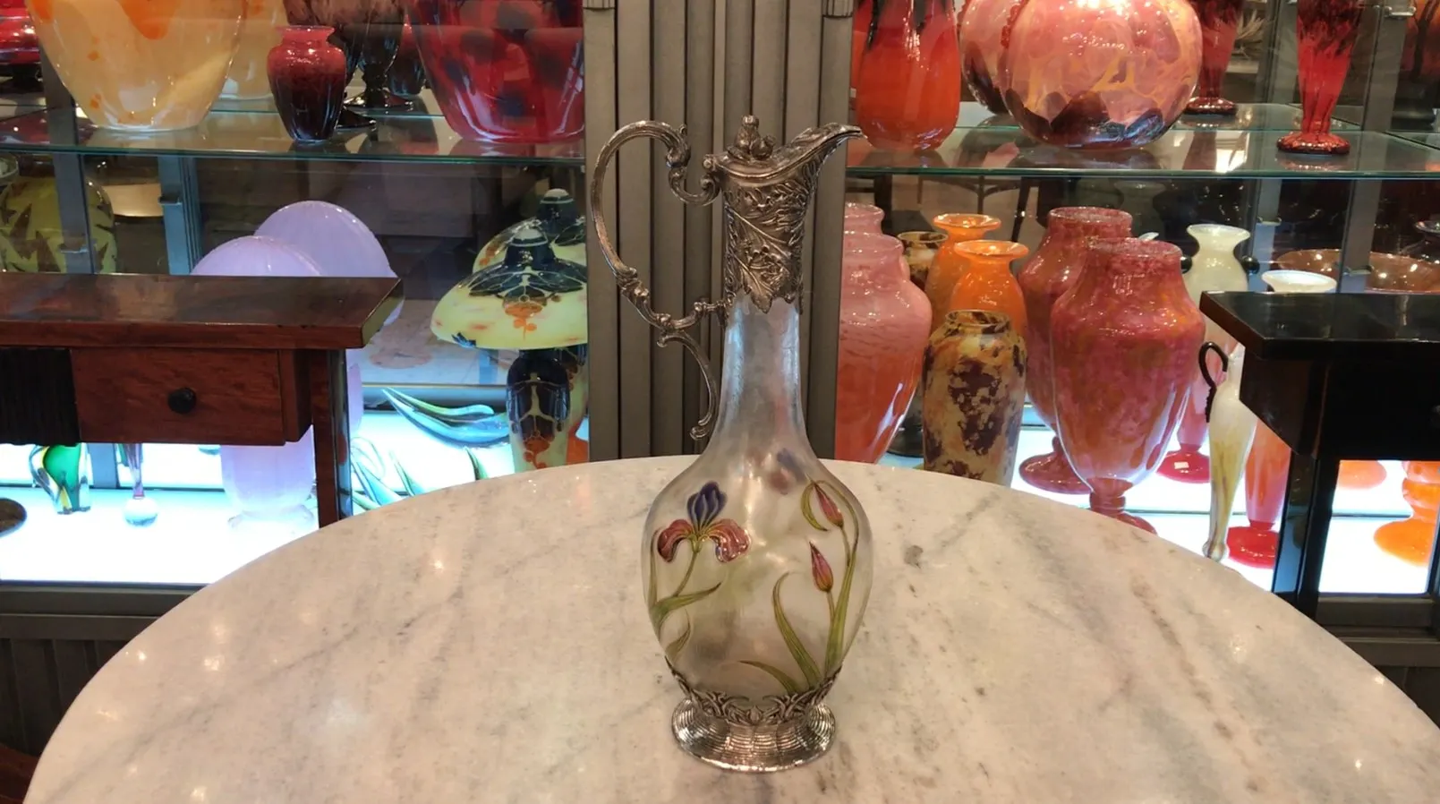Jolis pichets antiques WMF décorés de fleurs
