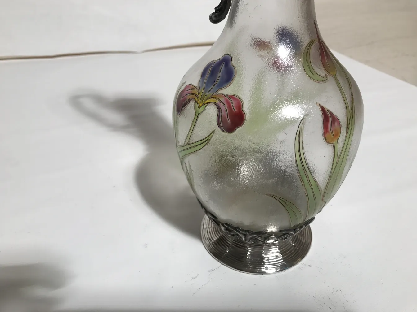 Elegant antique WMF jars decorated with flowers