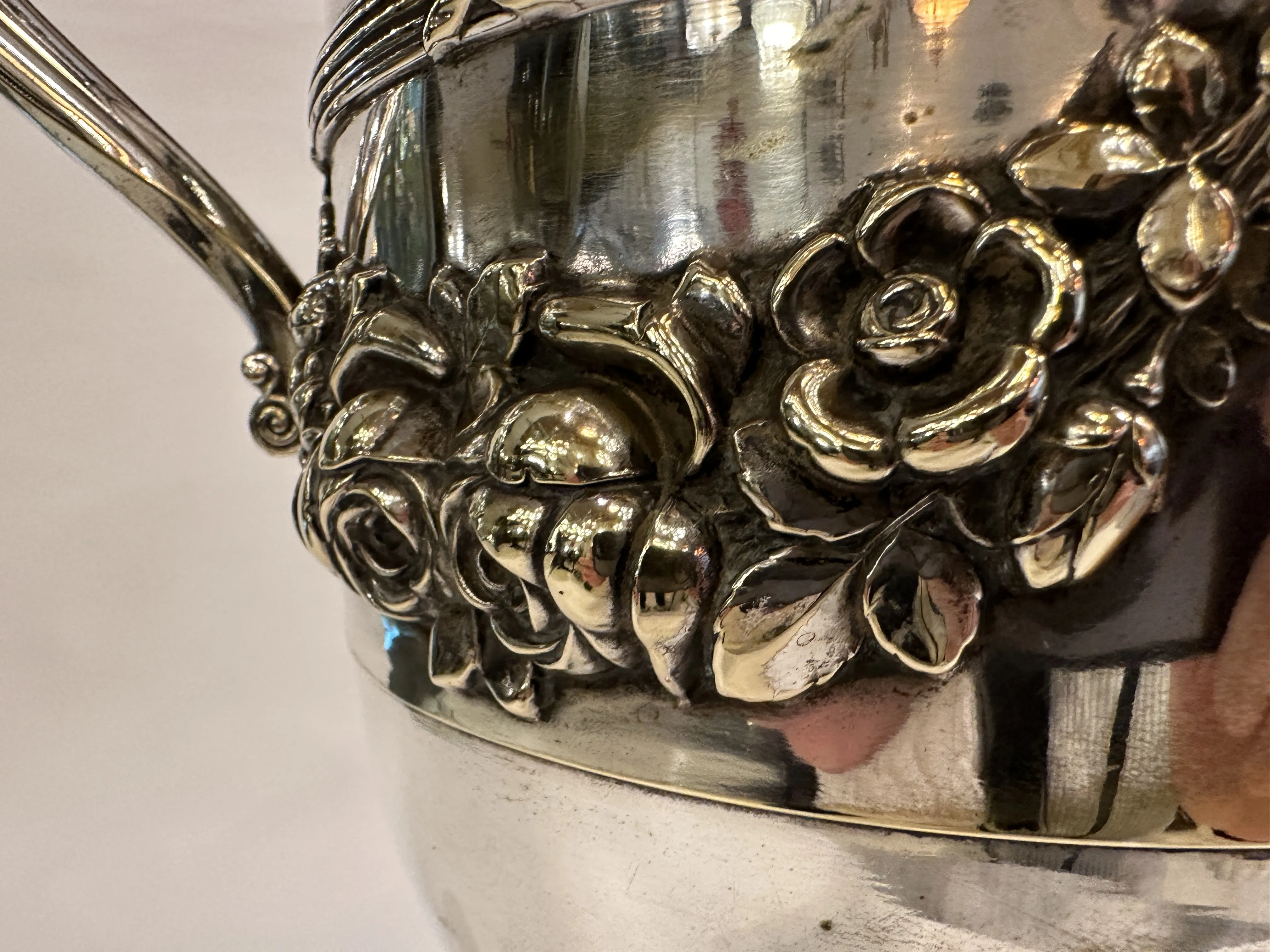 2 antique champagne coolers with floral details