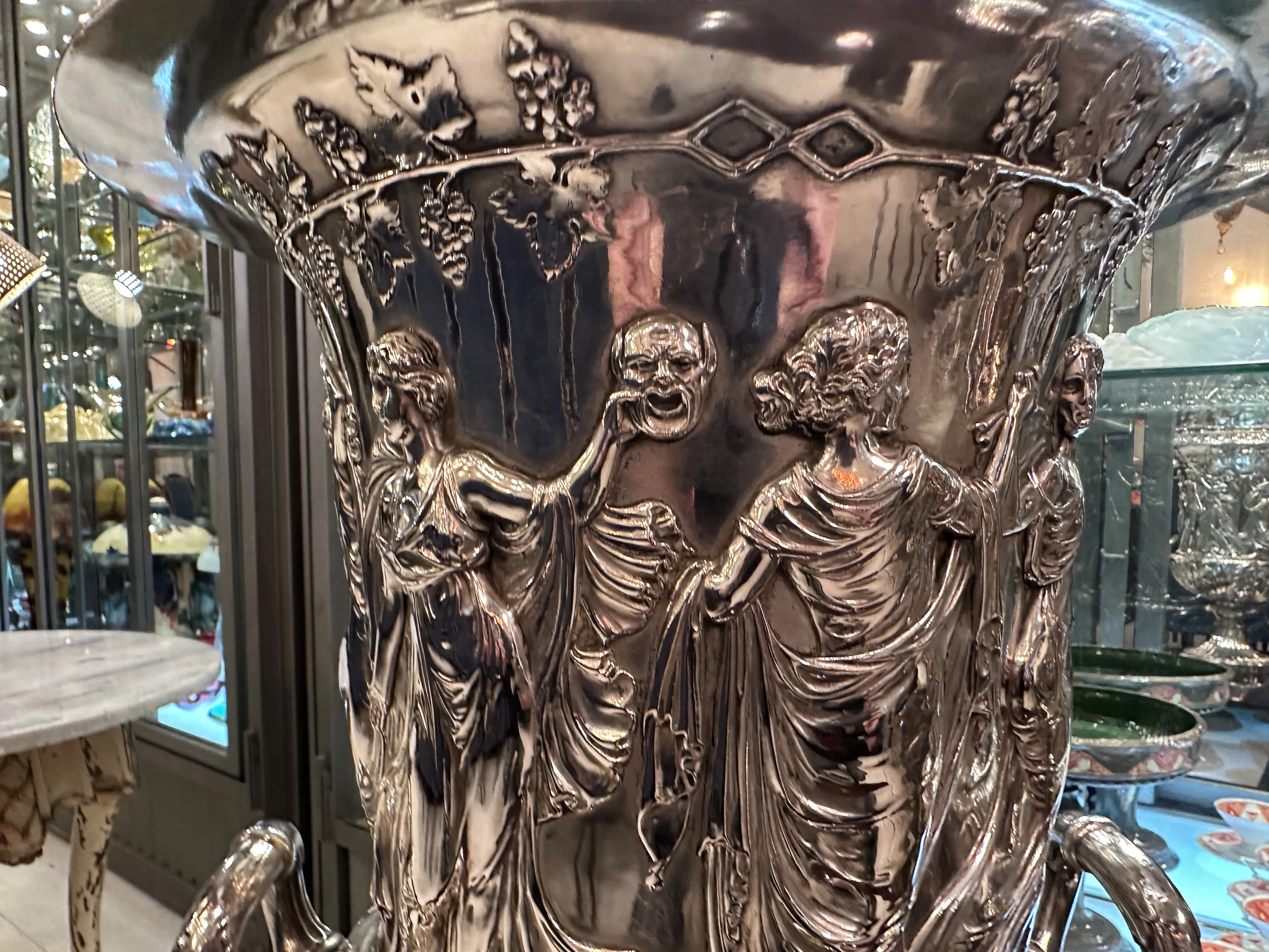 2 古代シャンパンクーラー wmf 浮き彫り装飾と人物付き