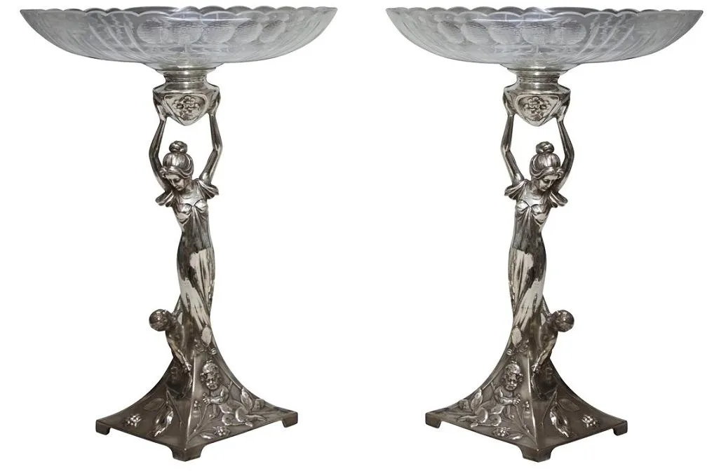 antigua jardinera wmfd en forma de figura femenina con detalle