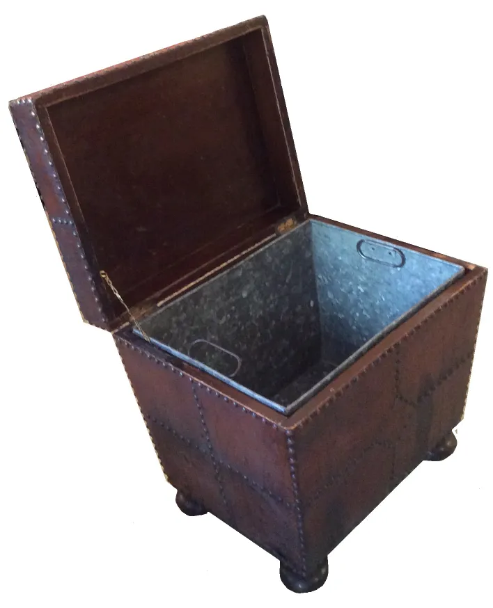 Antique bar cabinet with metal interior, classic style