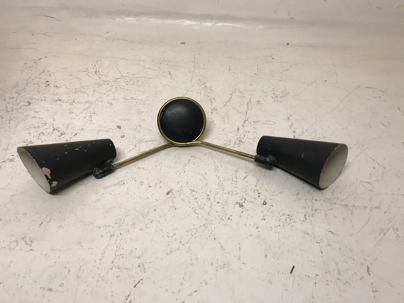 Antique wall sconces with black conical shades