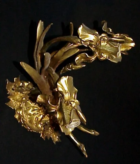 Paire d'appliques anciennes avec motif floral doré