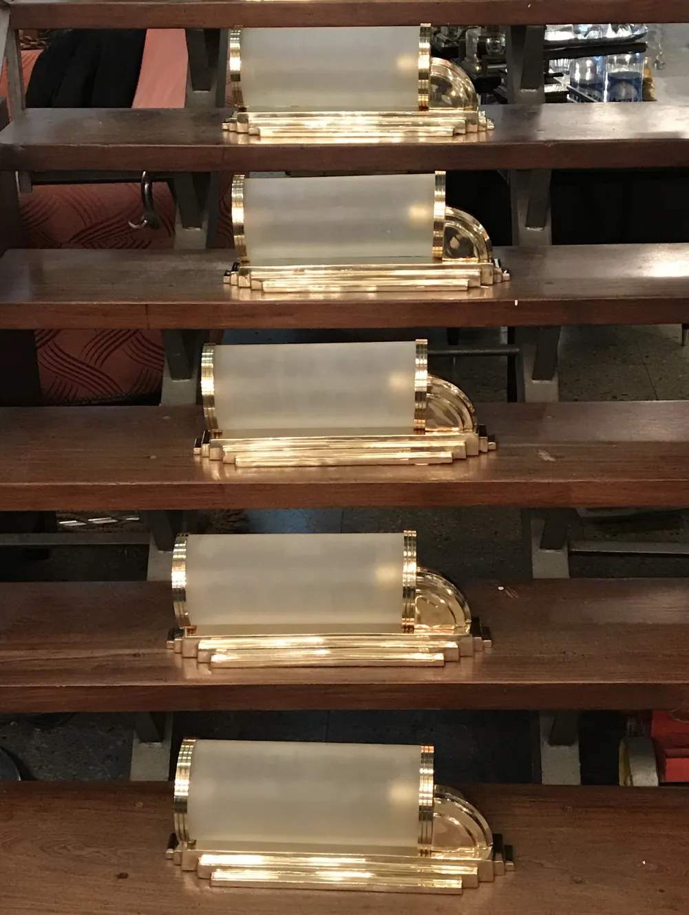 Elegant antique wall sconces with a gold finish.