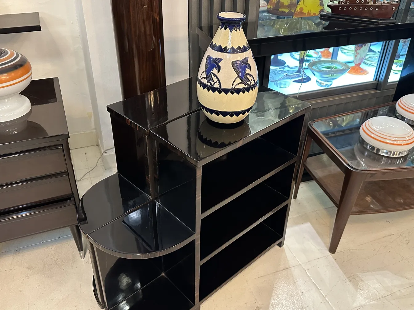 Antique decorative ceramic vase in an elegant setting