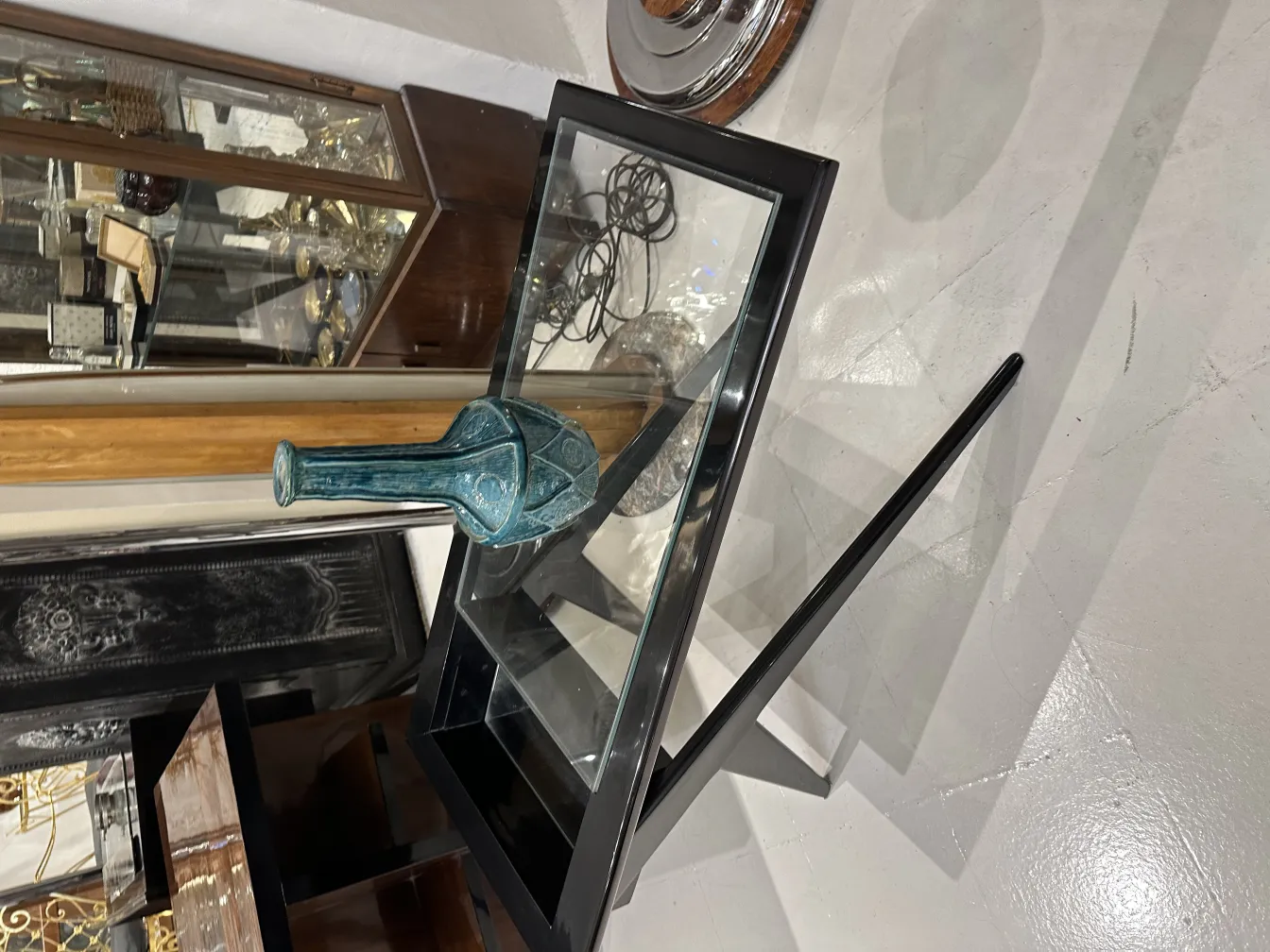 jarrón de cerámica antigua, color azul, decorativo