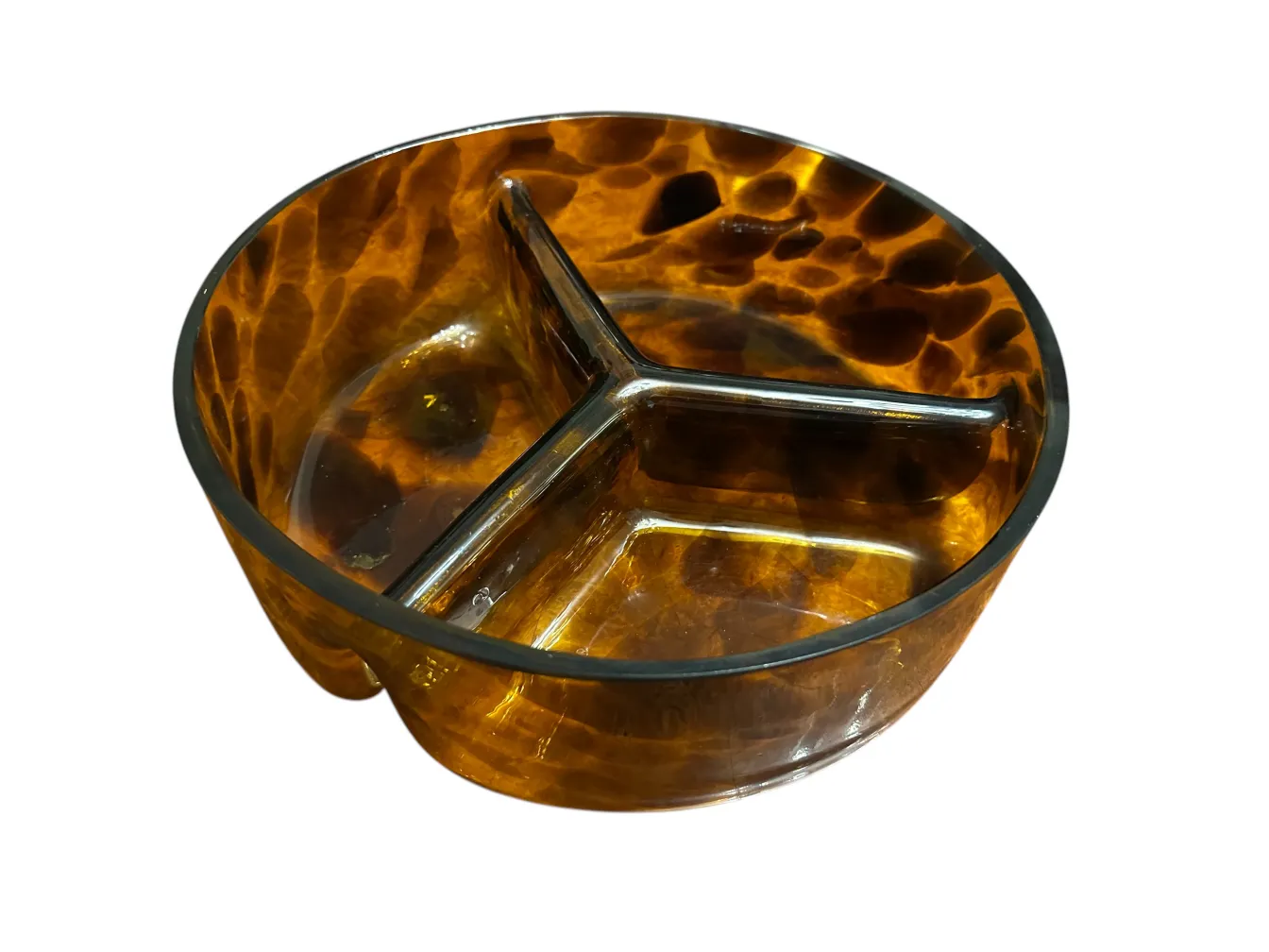 bol ancien en cristal de murano avec design marron