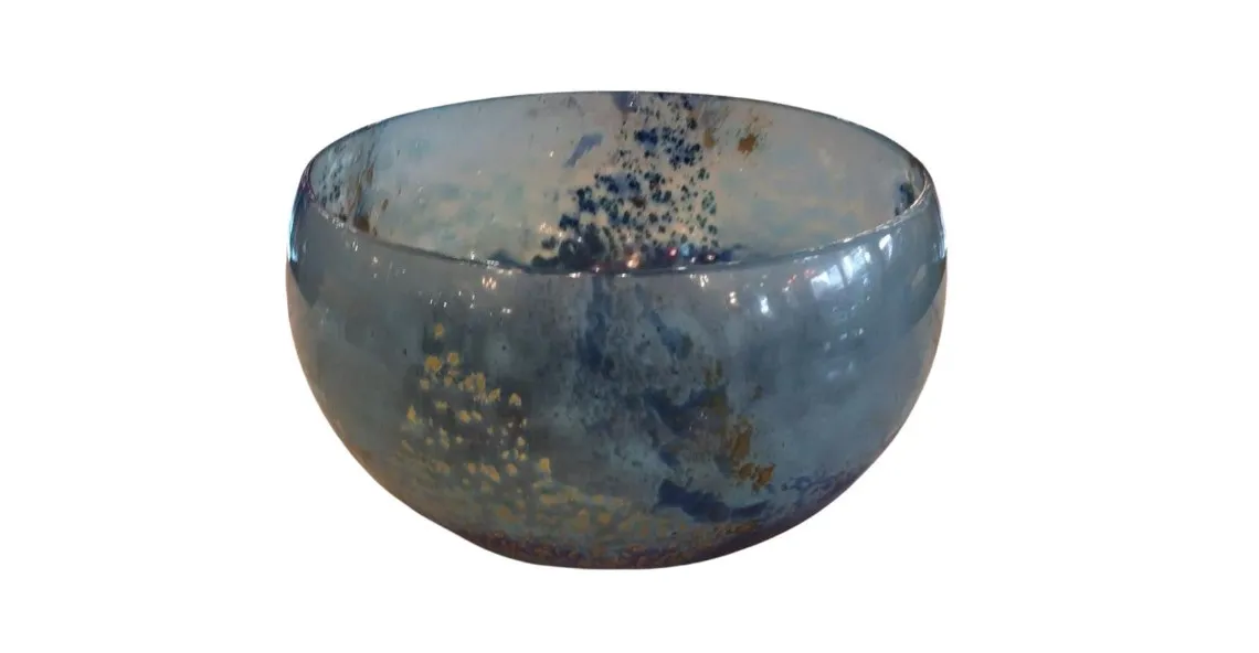 Verre signé Daum Nancy ancien, avec des tons bleus et dorés.