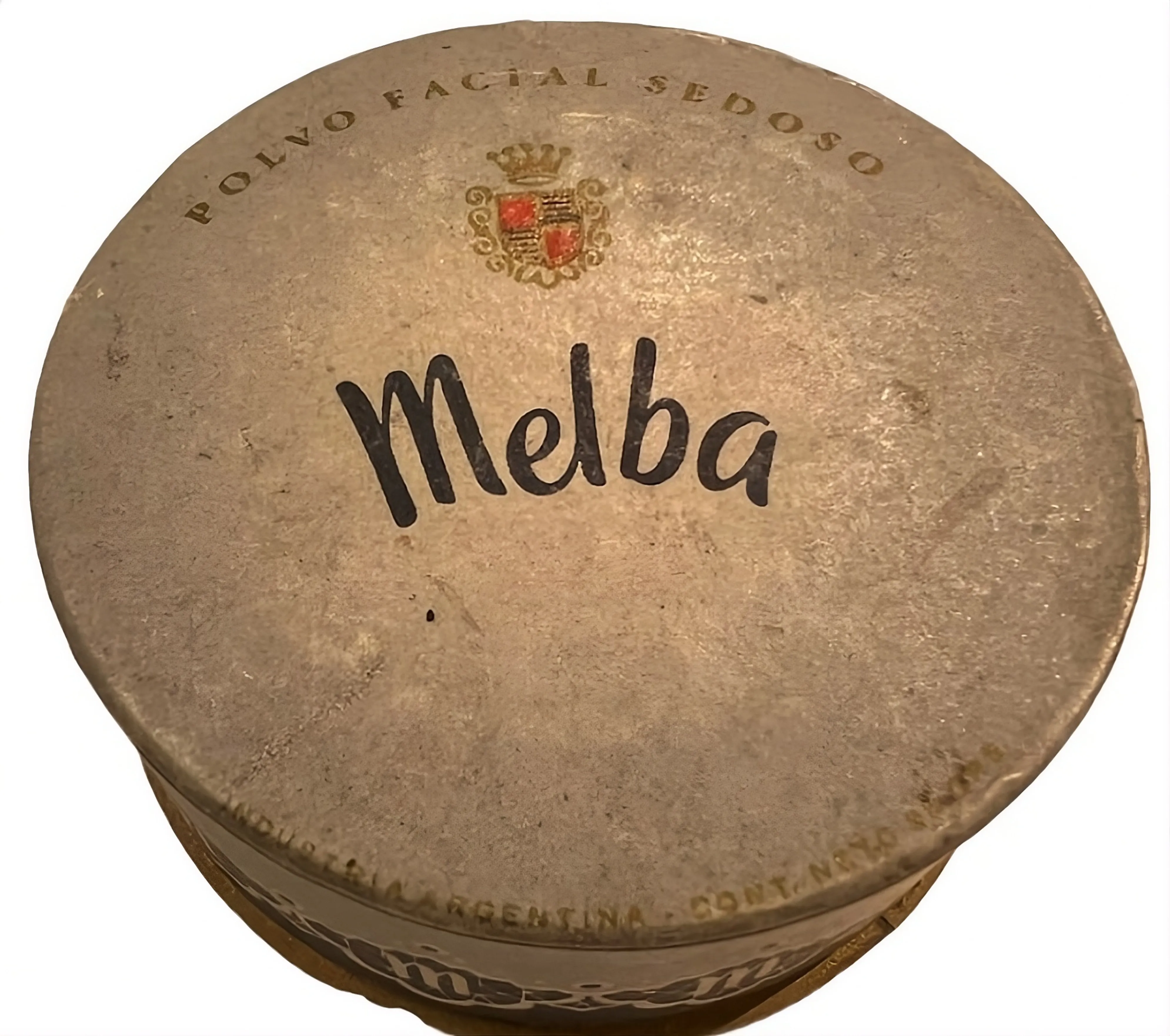 sceau ancien de poudre Melba avec design classique