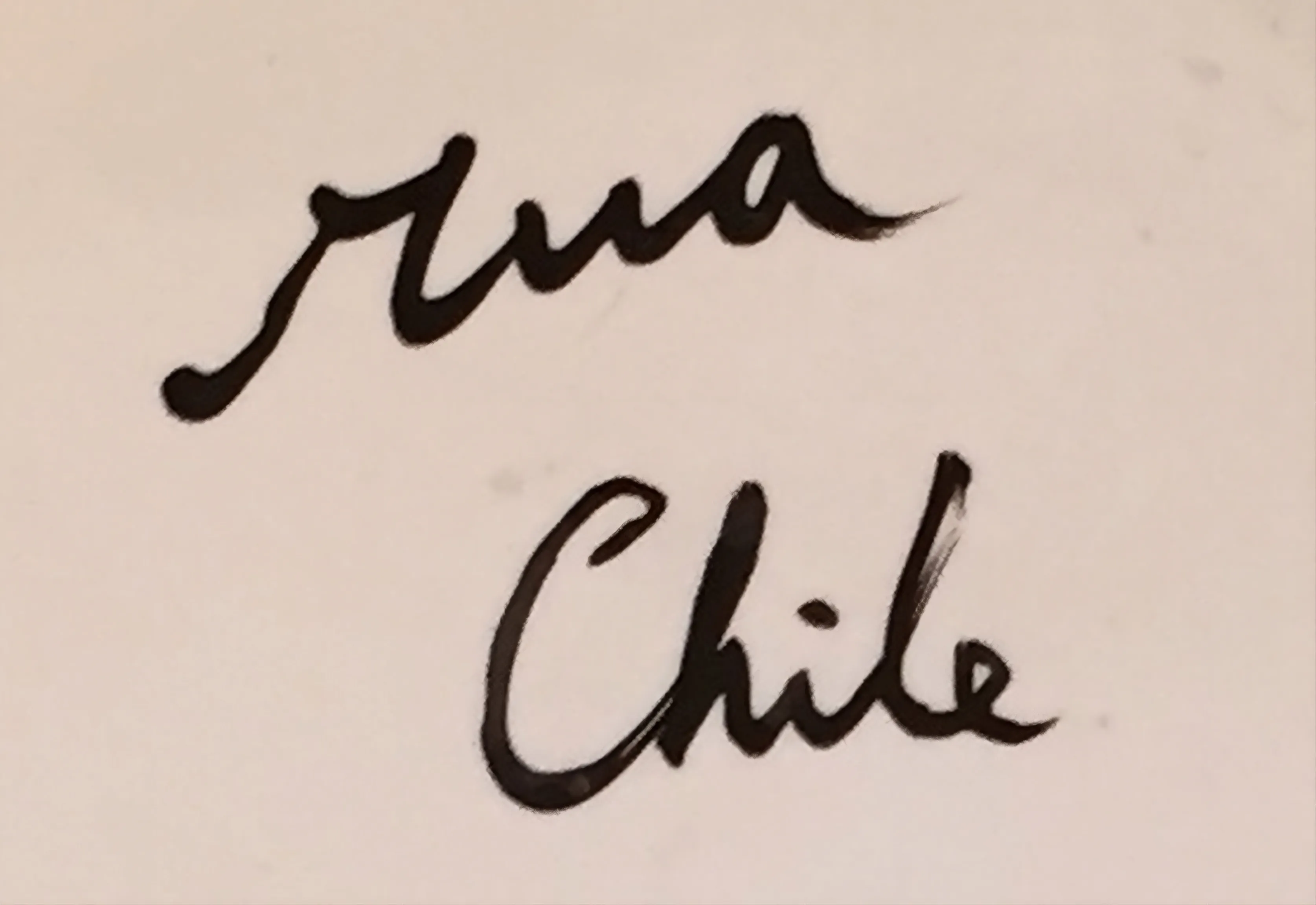 प्राचीन मुद्रण Rua Chile, हल्के रंग की पृष्ठभूमि, कलात्मक लिखावट