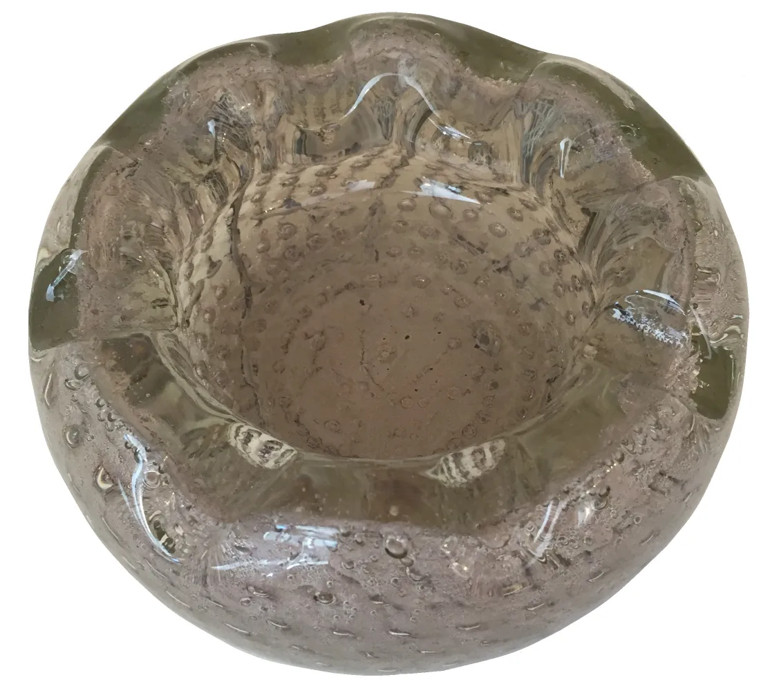 ciotola in vetro di murano con forma organica e bolle