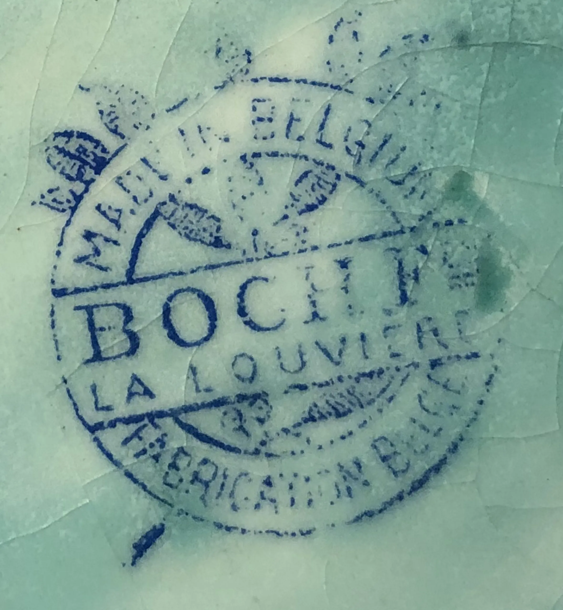 sigillo antico boch f con iscrizioni blu