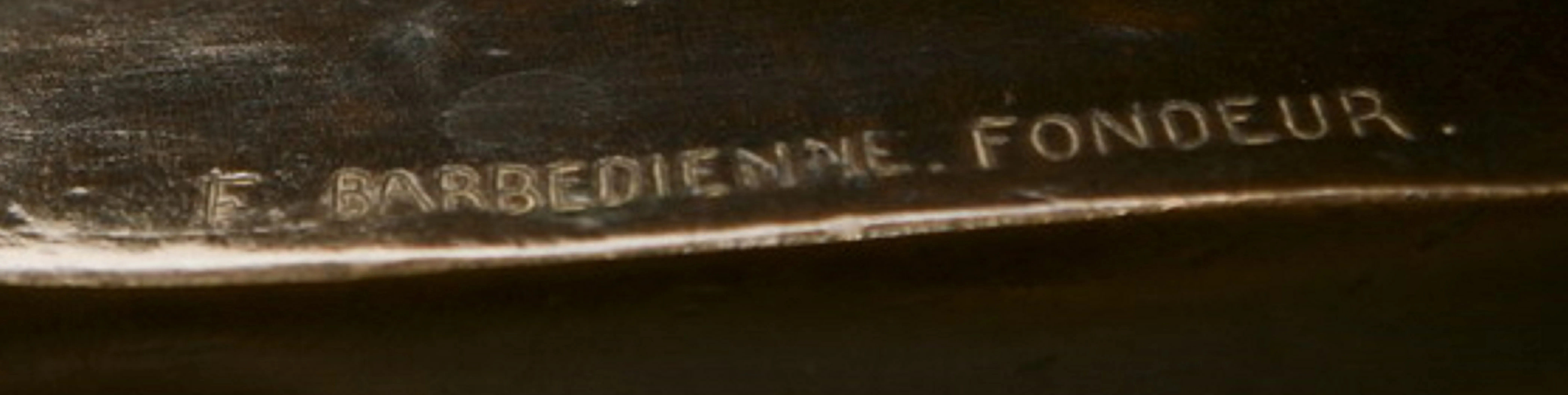 Antico sigillo F. Barbedienne fondeur con iscrizione chiara e dettagli definiti.