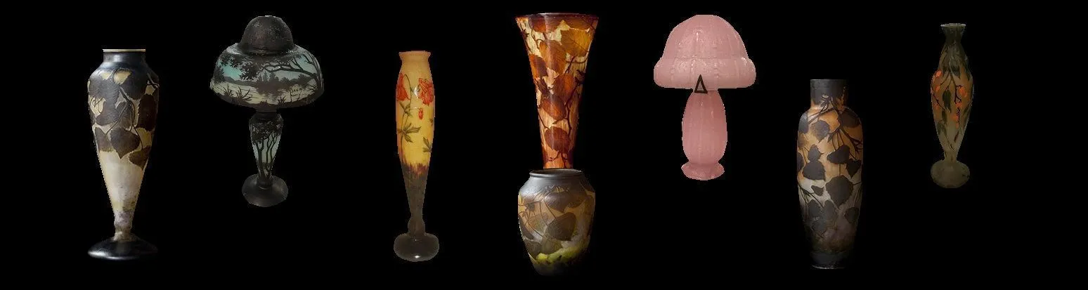 다움-낸시-유리-컬렉션, 따뜻한 색조의 꽃무늬 디자인, 아르누보 스타일