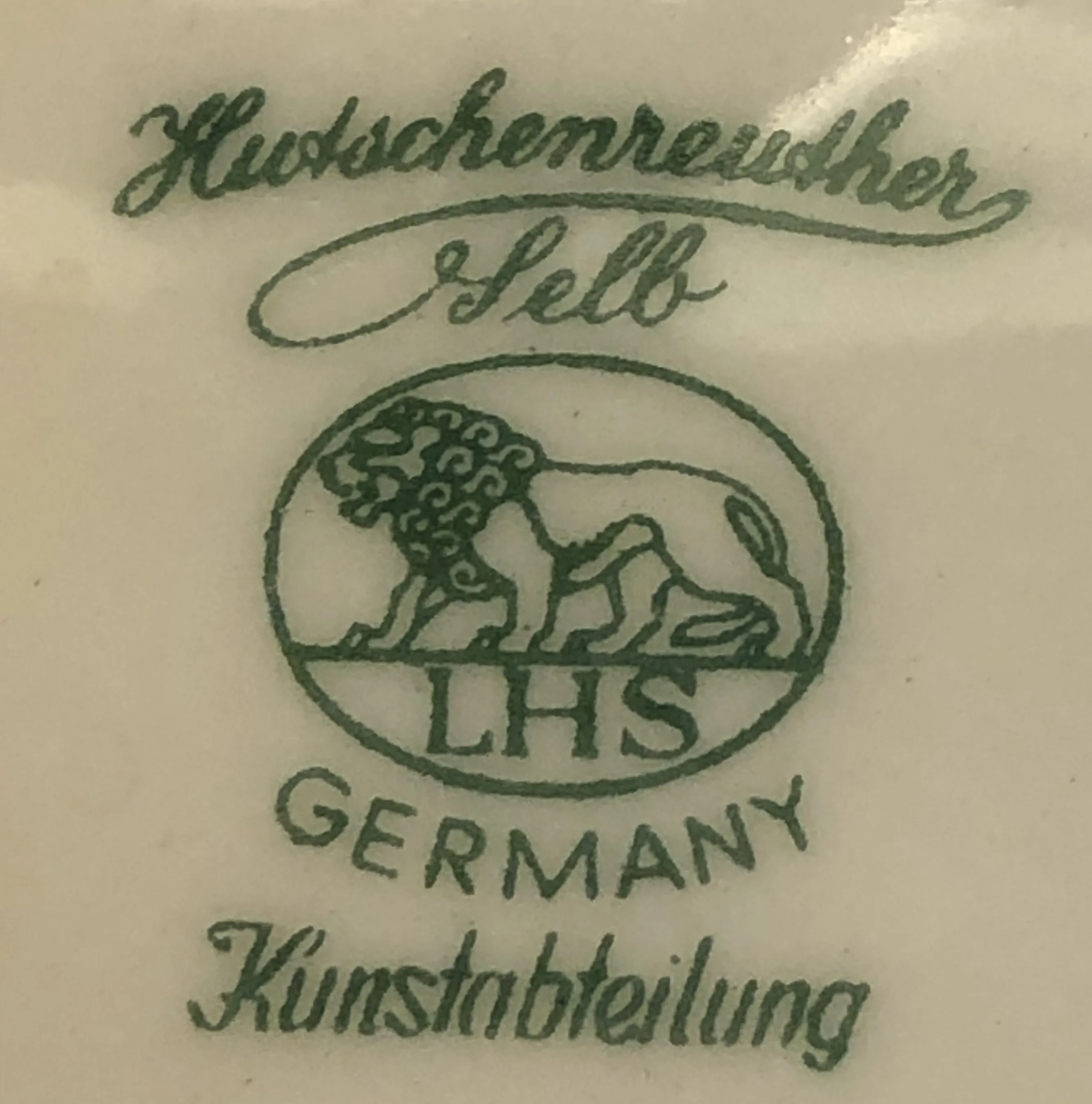 고대 도장 Hutschenreuther 사자와 텍스트가 있는